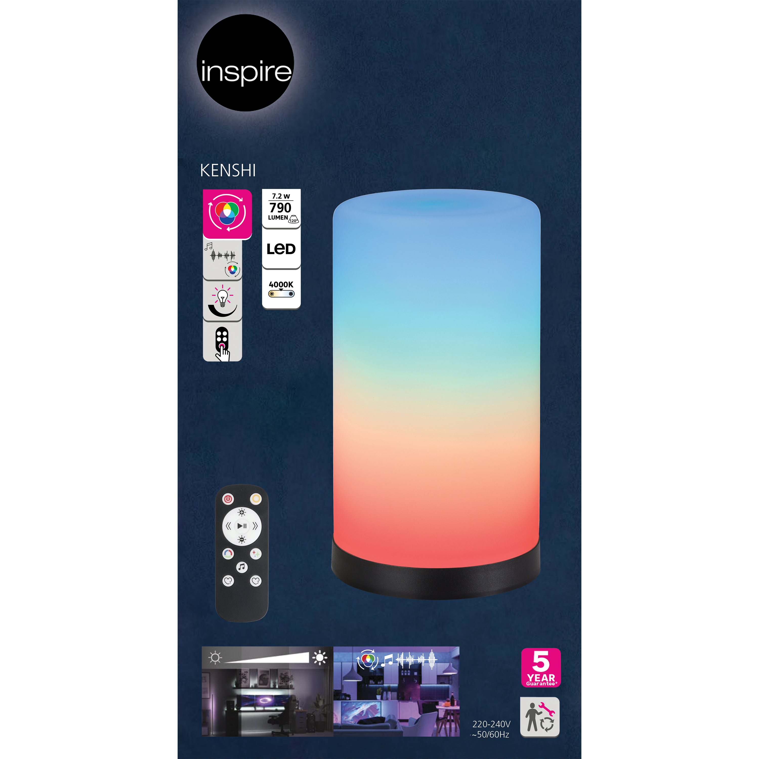 Lámpara de mesa LED con control de la intensidad de la luz INSPIRE con estructura de acero transparente pantalla de vidrio luz neutra 4000K alimentación a red - 9