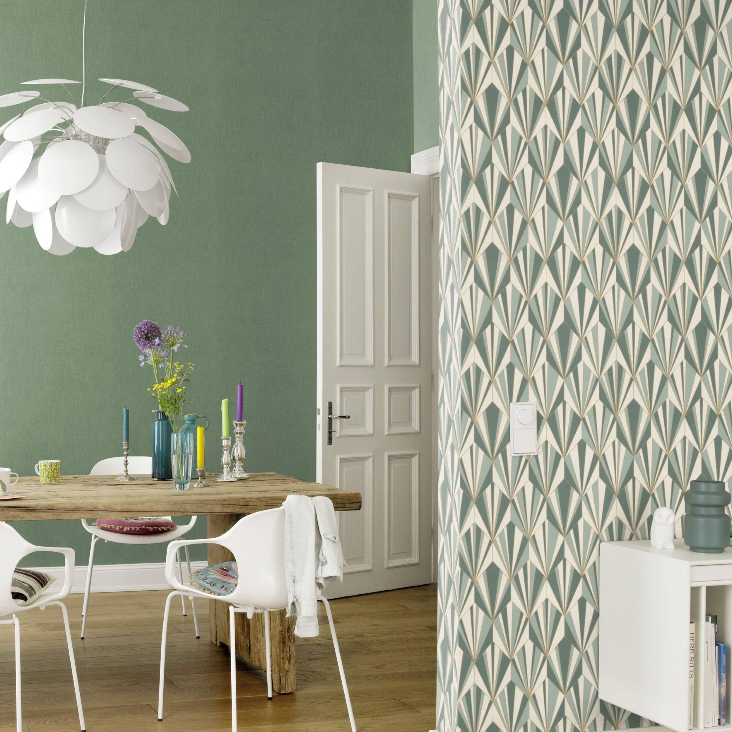 Tapeta Art Deco zielona winylowa na flizelinie - 4