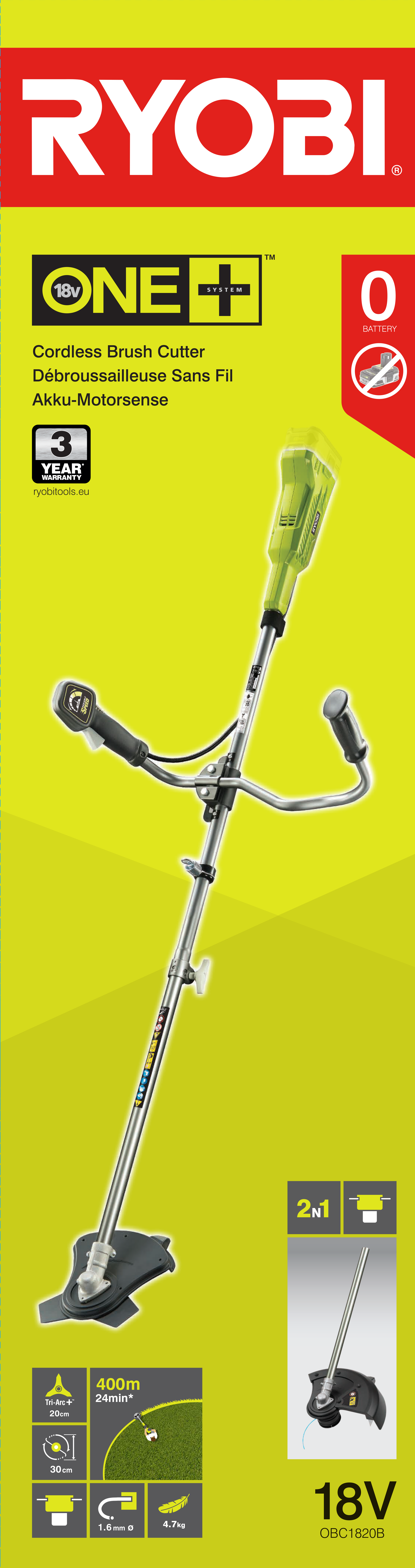 Kosa akumulatorowa Ryobi One+ 18V - 4