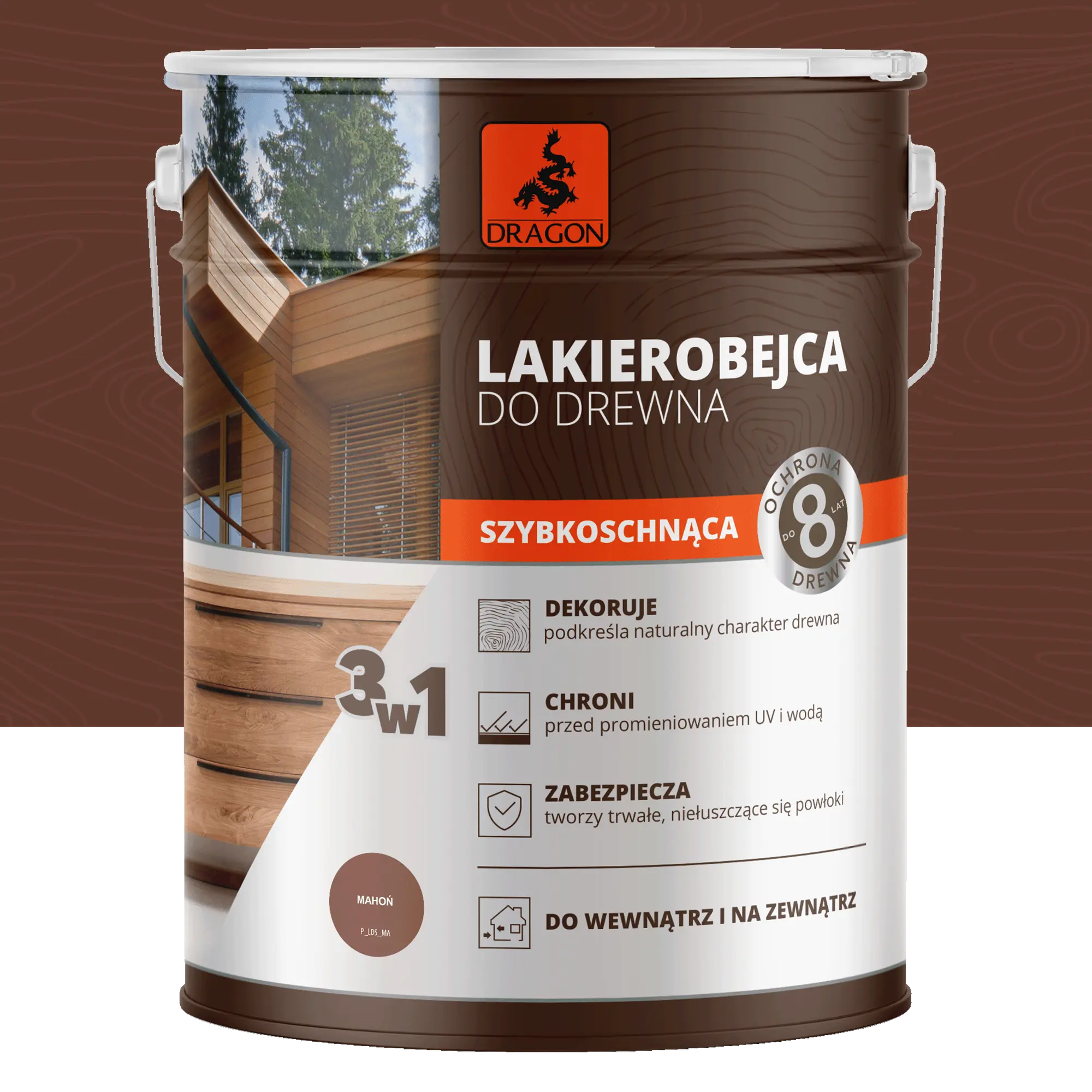 Lakierobejca do drewna 5 l Mahoń