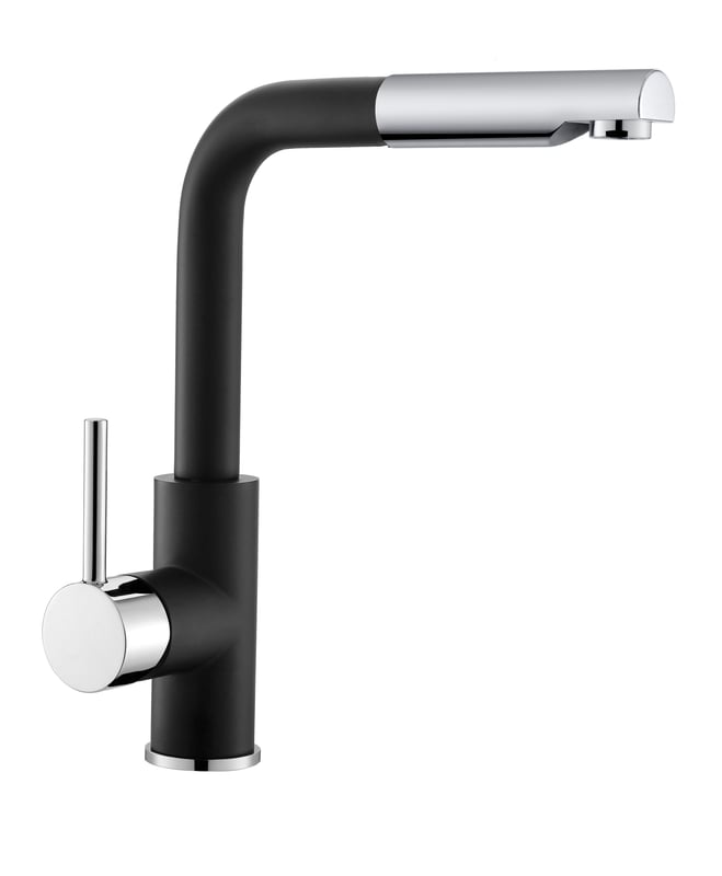 Bateria kuchenna z wyciąganą wylewką L 30 cm Tina Czarna Chrom Axis
