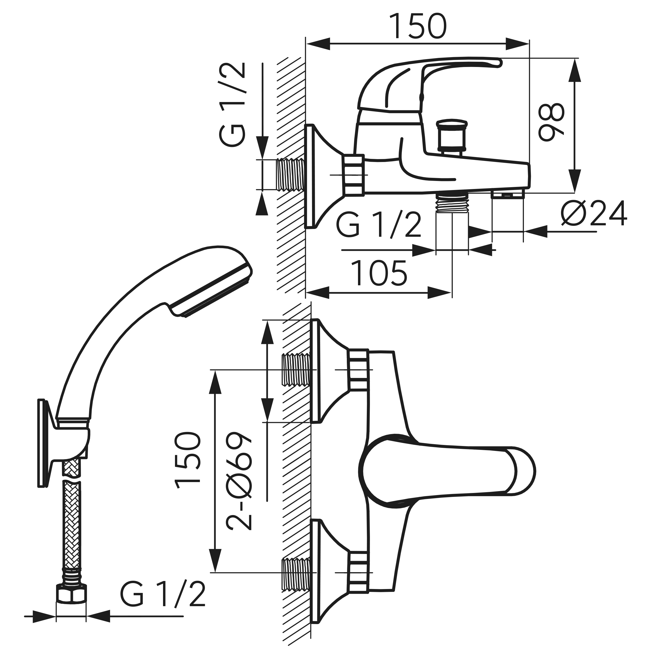 Bateria wannowa chrom Elsa Ecologica Ferro - 2