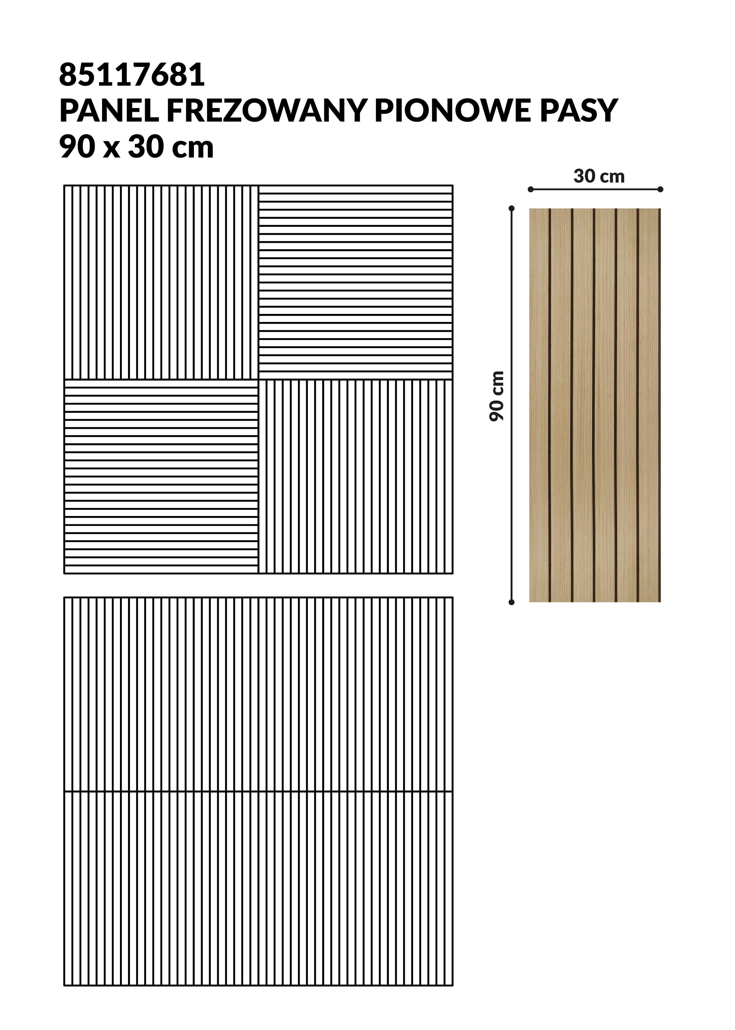 Panel ścienny MDF dekoracyjny pionowe pasy frezowany 30x90cm Fllow - 6