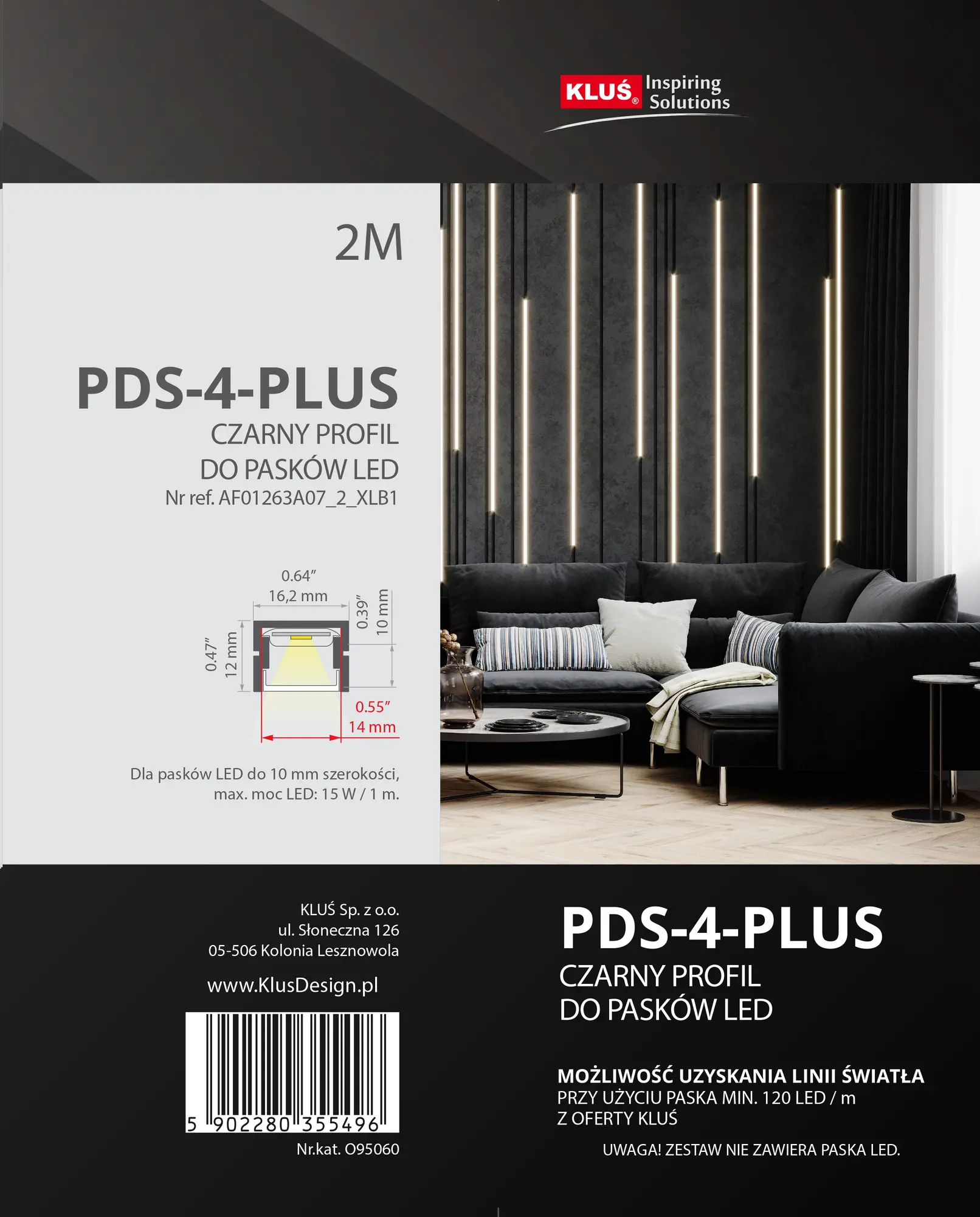 Profil aluminiowy do taśmy LED dł. 2 m czarny Kluś - 4