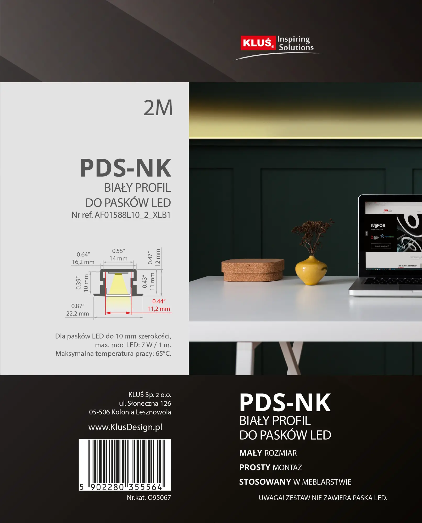 Profil aluminiowy do taśm LED biały 2 m Kluś - 4