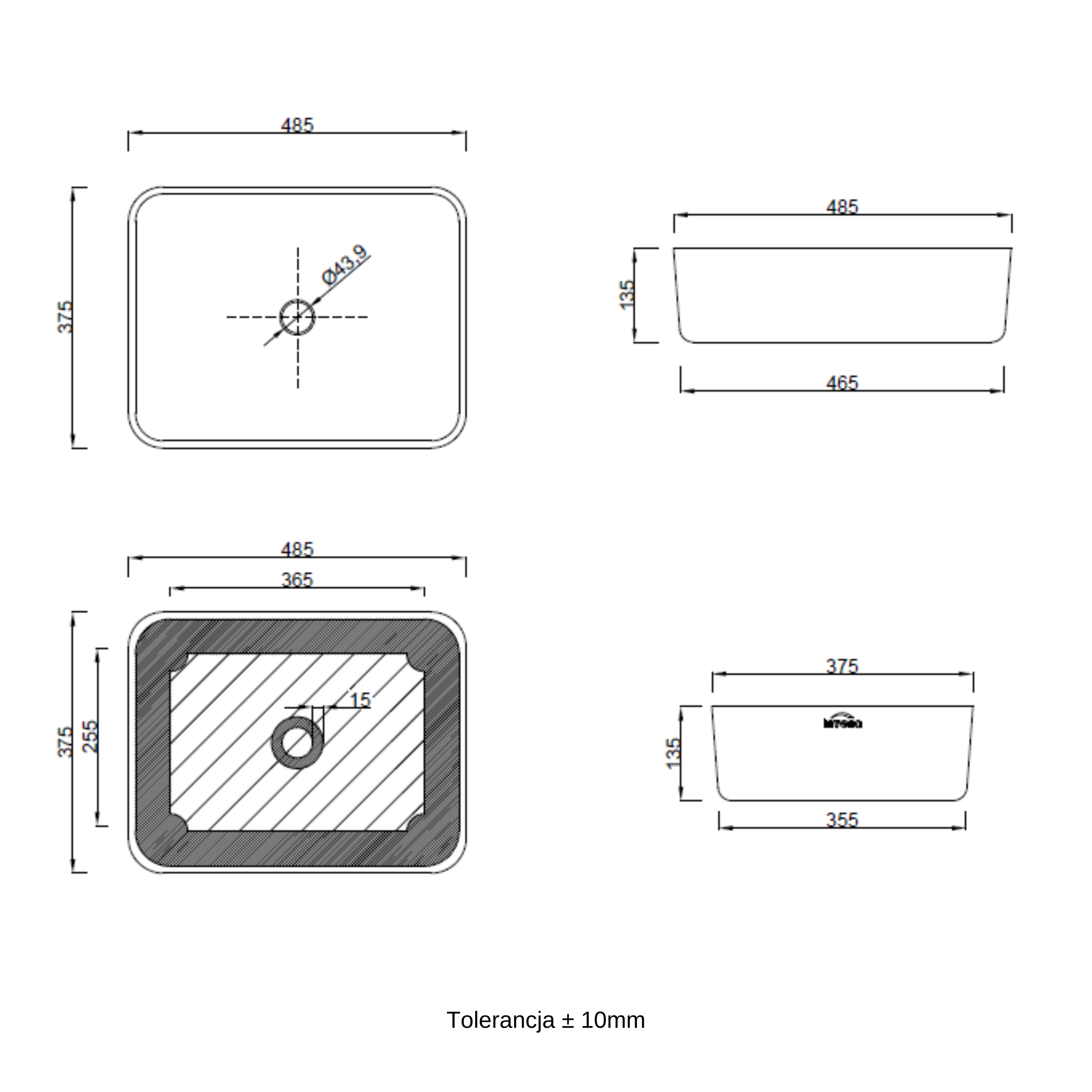 Umywalka ceramiczna nablatowa Nyks 48 x 37 Invena - 22