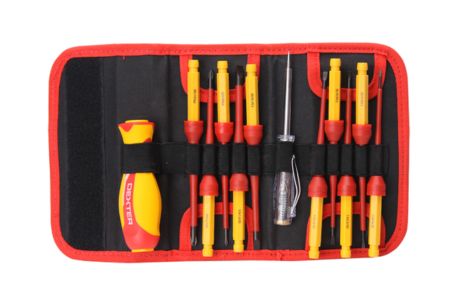 Juego de destornilladores aislados DEXTER SL4, SL2.5, SL3, SL5.5, Ph0, Ph1, Ph2