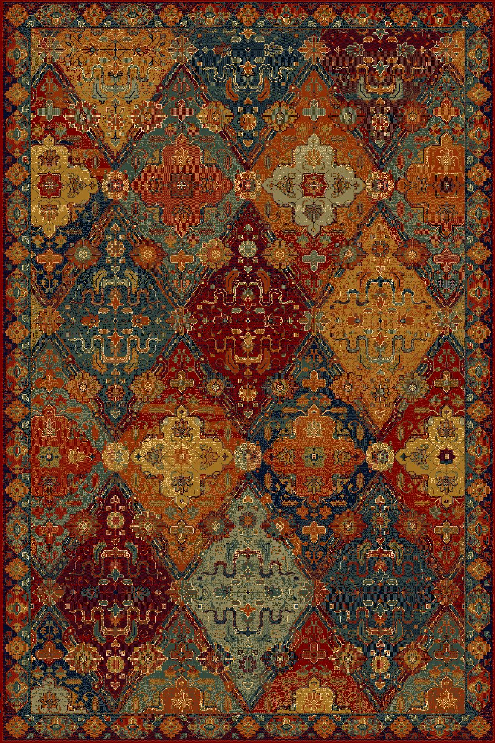 Dywan wełniany Omega Torino etniczny rubin 170 x 235 cm