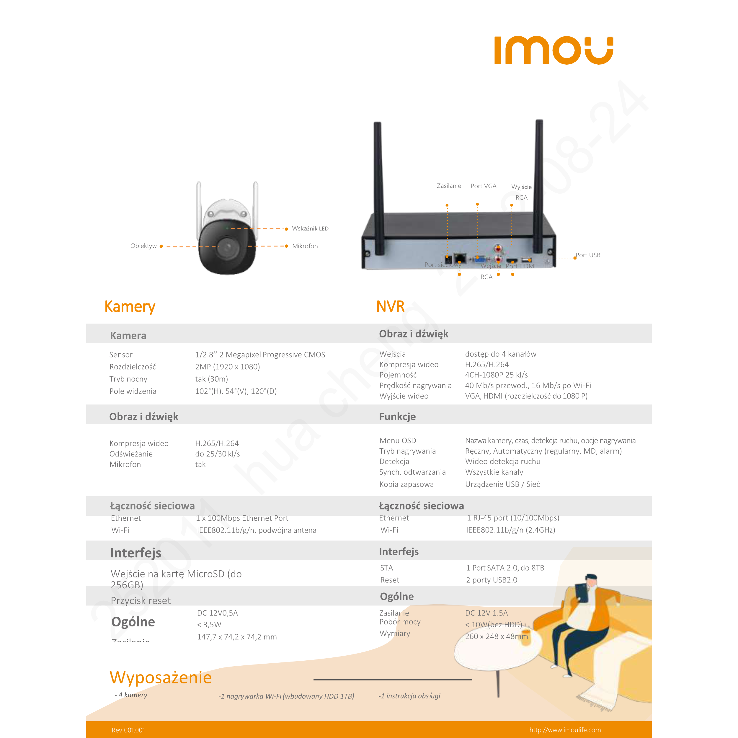 Zestaw do wideomonitoringu KIT/NVR1104HS-W-S2/4-F22 IMOU - 2