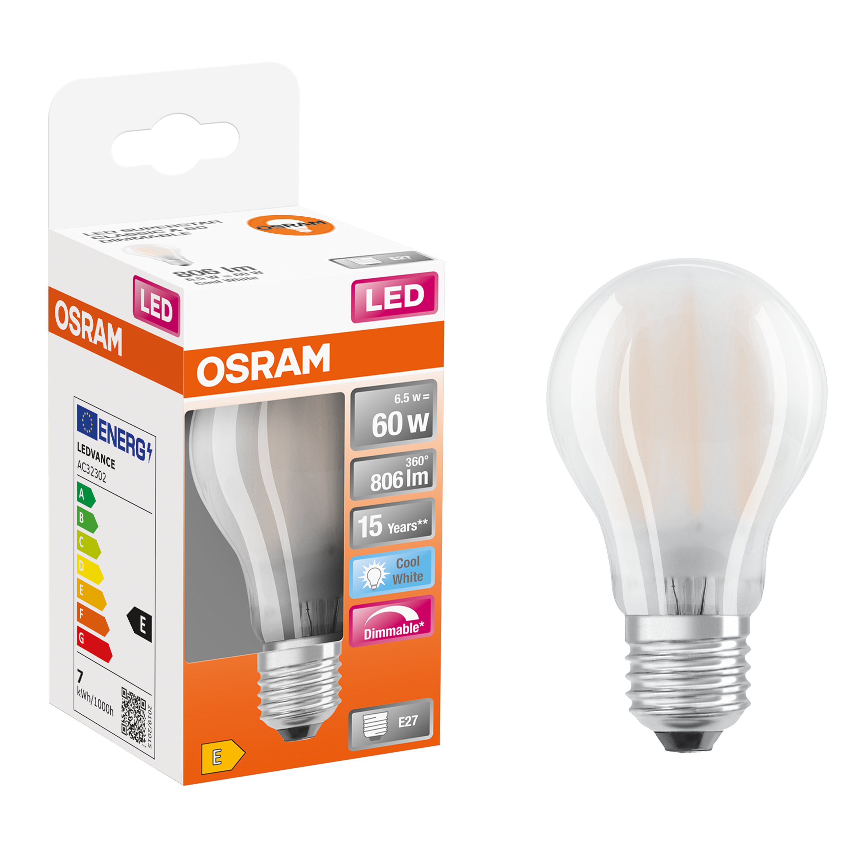 Bombilla led e27 estándar 806 lúmenes 7w de 4000k