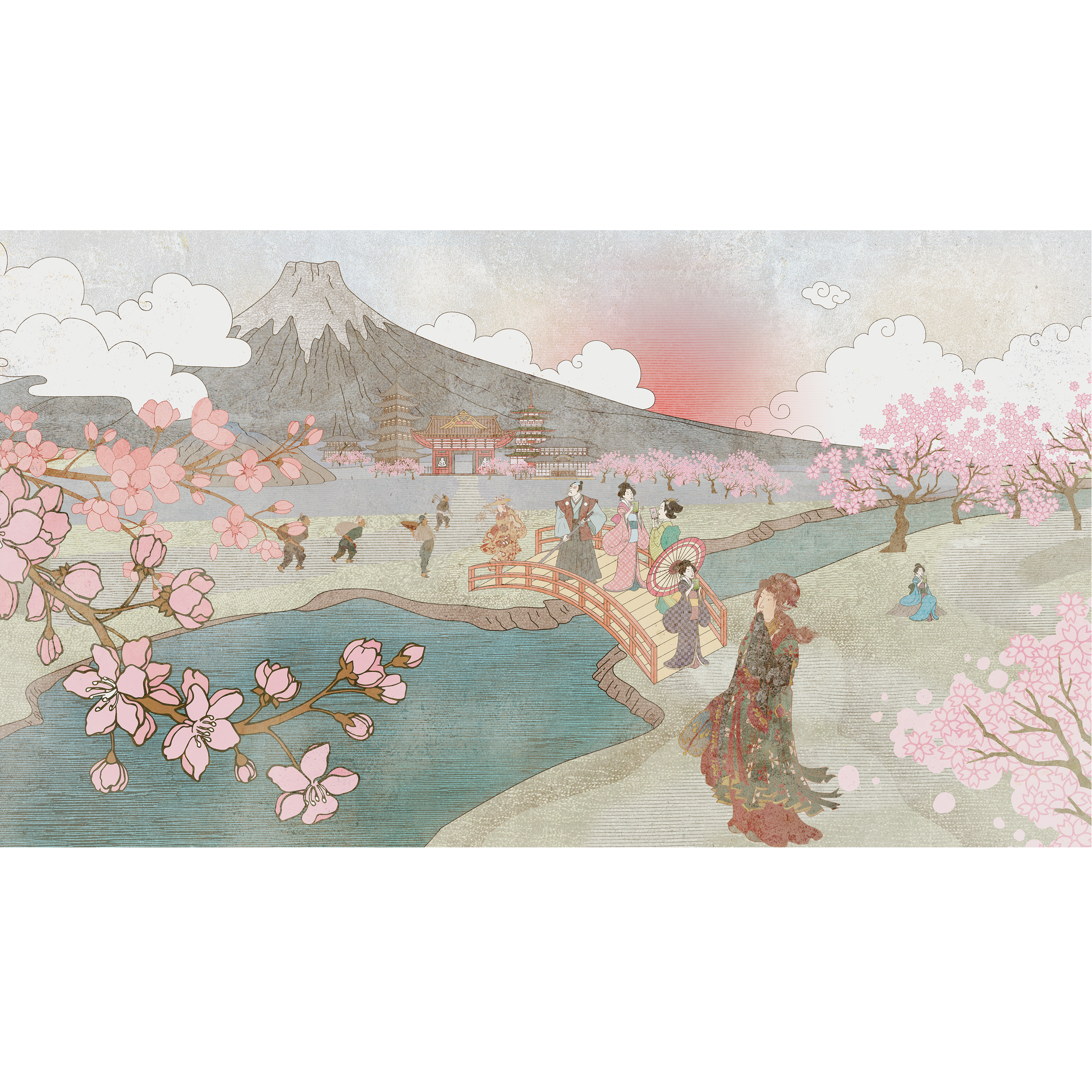 Mural Fuji japoński pejzaż 500 x 280 cm struktura płótna