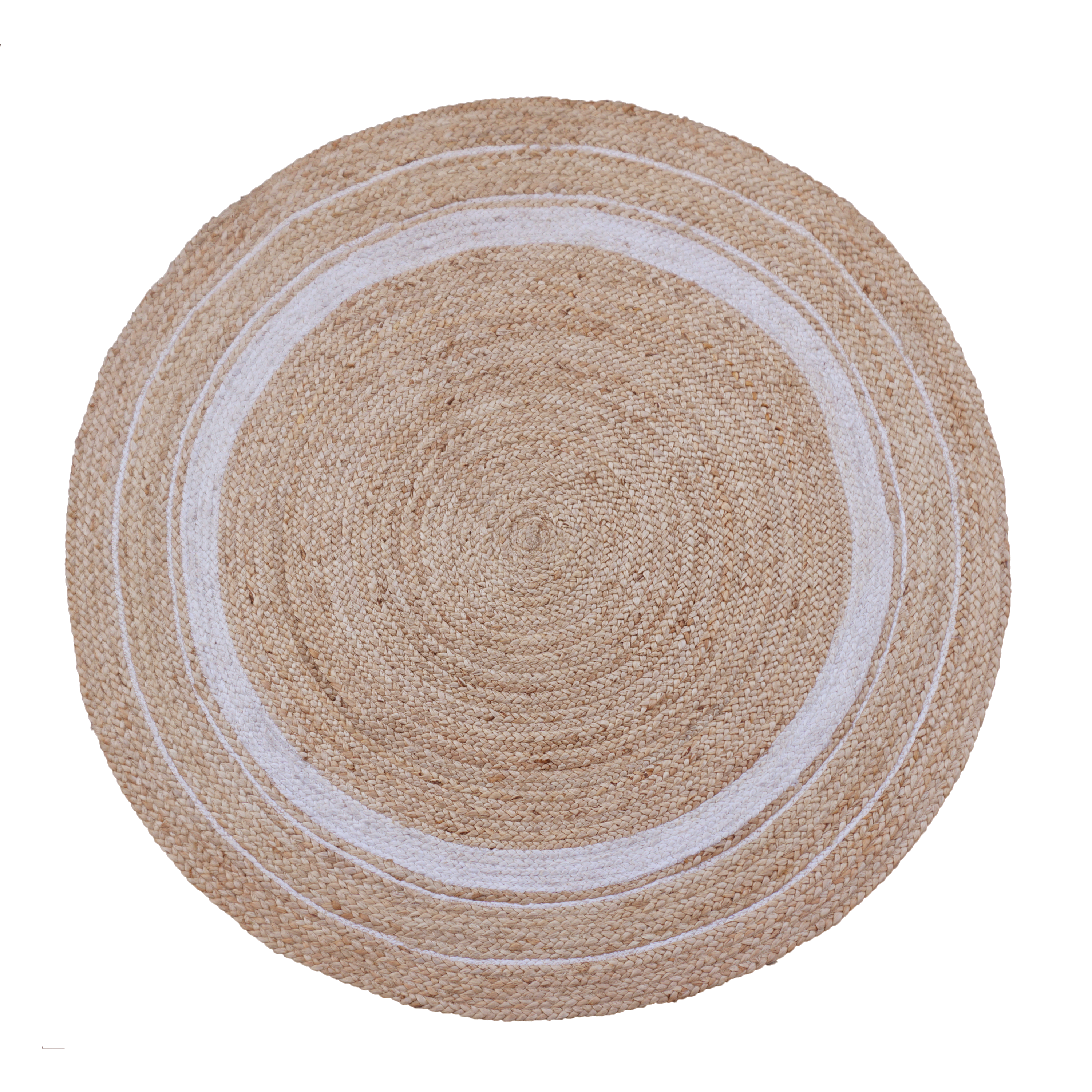 Alfombra yute inspire ronda nils beige natural y blanco redonda 150x150cm