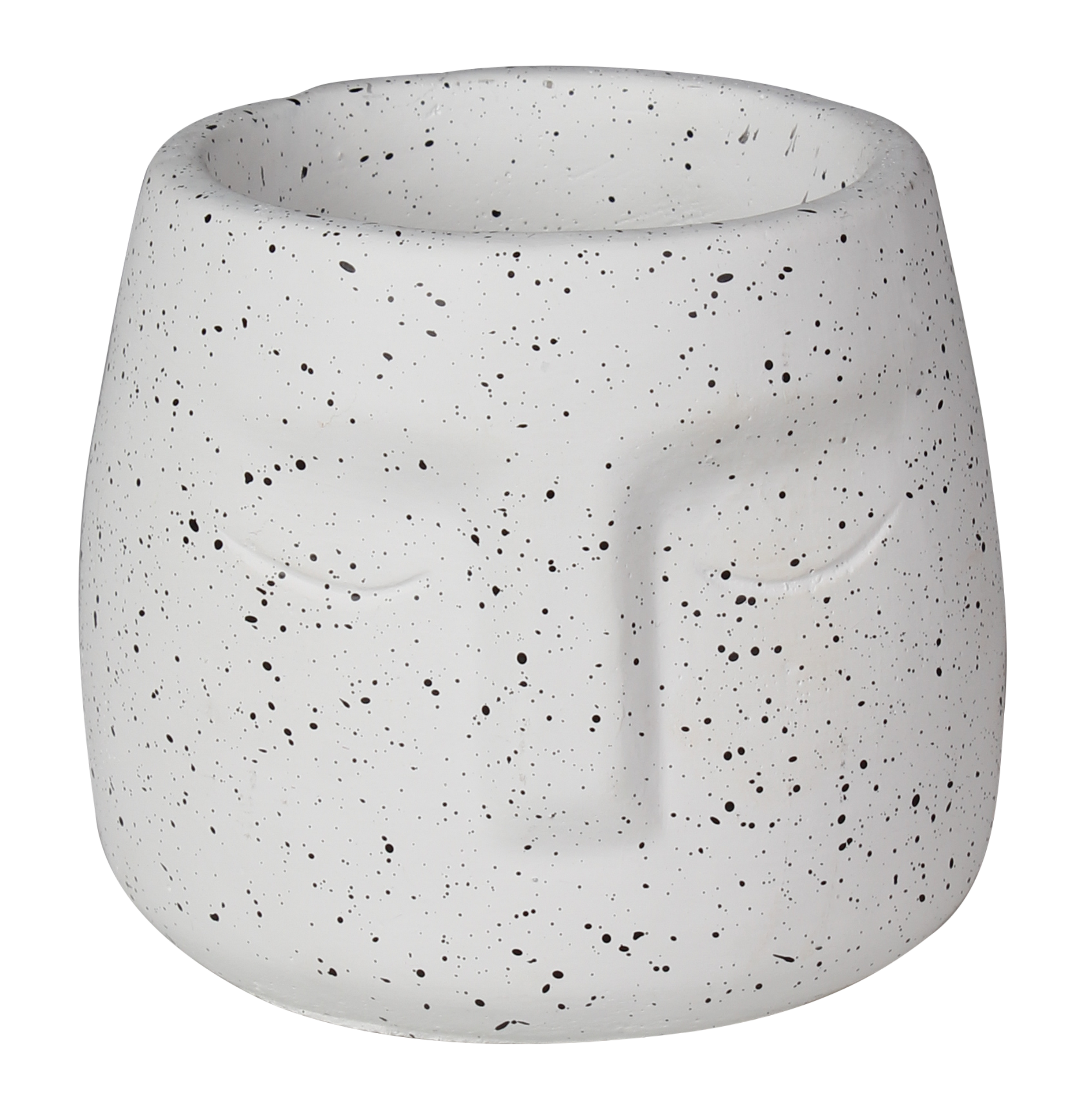 Osłonka doniczki cementowa Lone Twarz 11cm boho aztec kremowa
