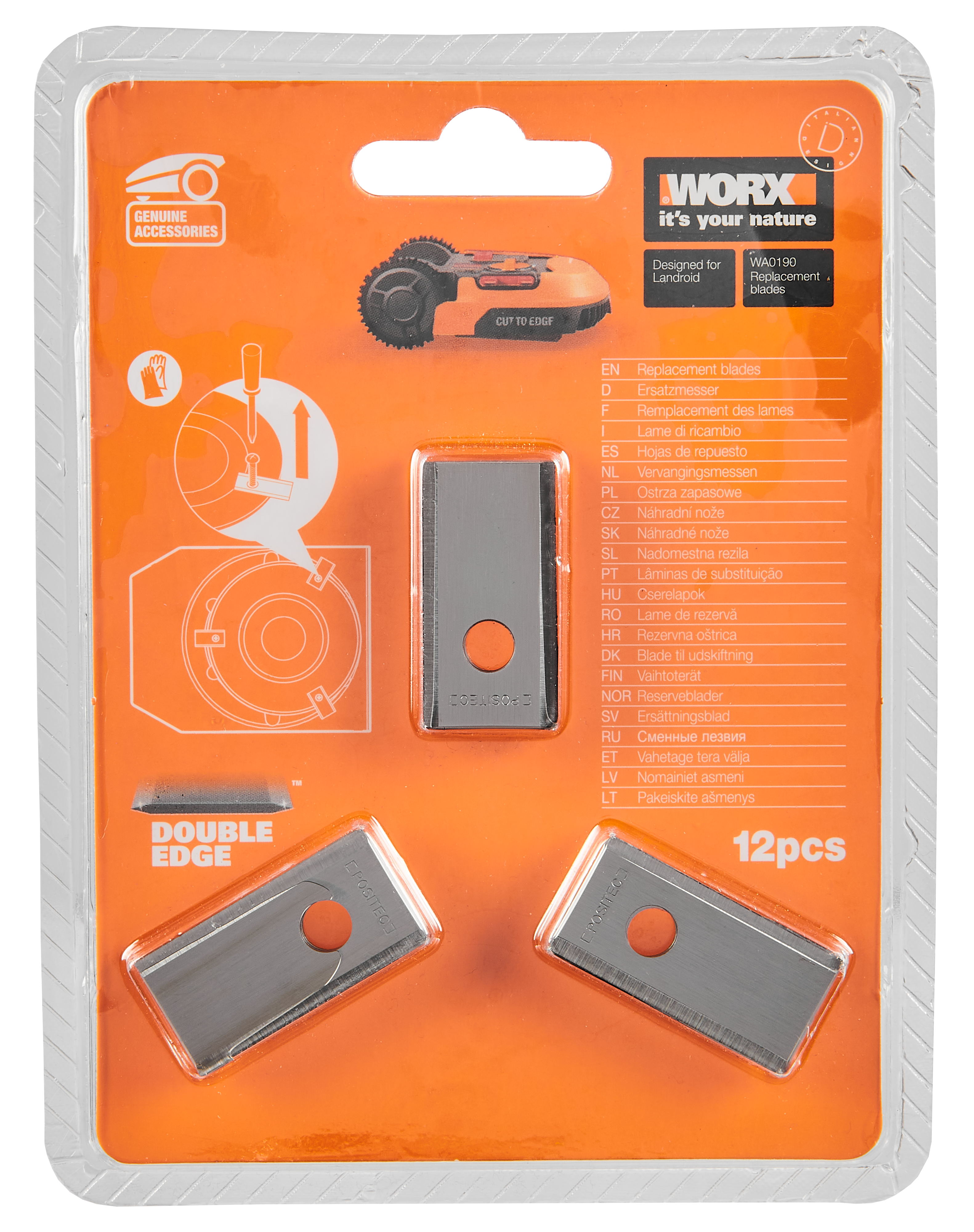 Worx WA0190 · 12 cuchillas Landroid para robot cortacésped