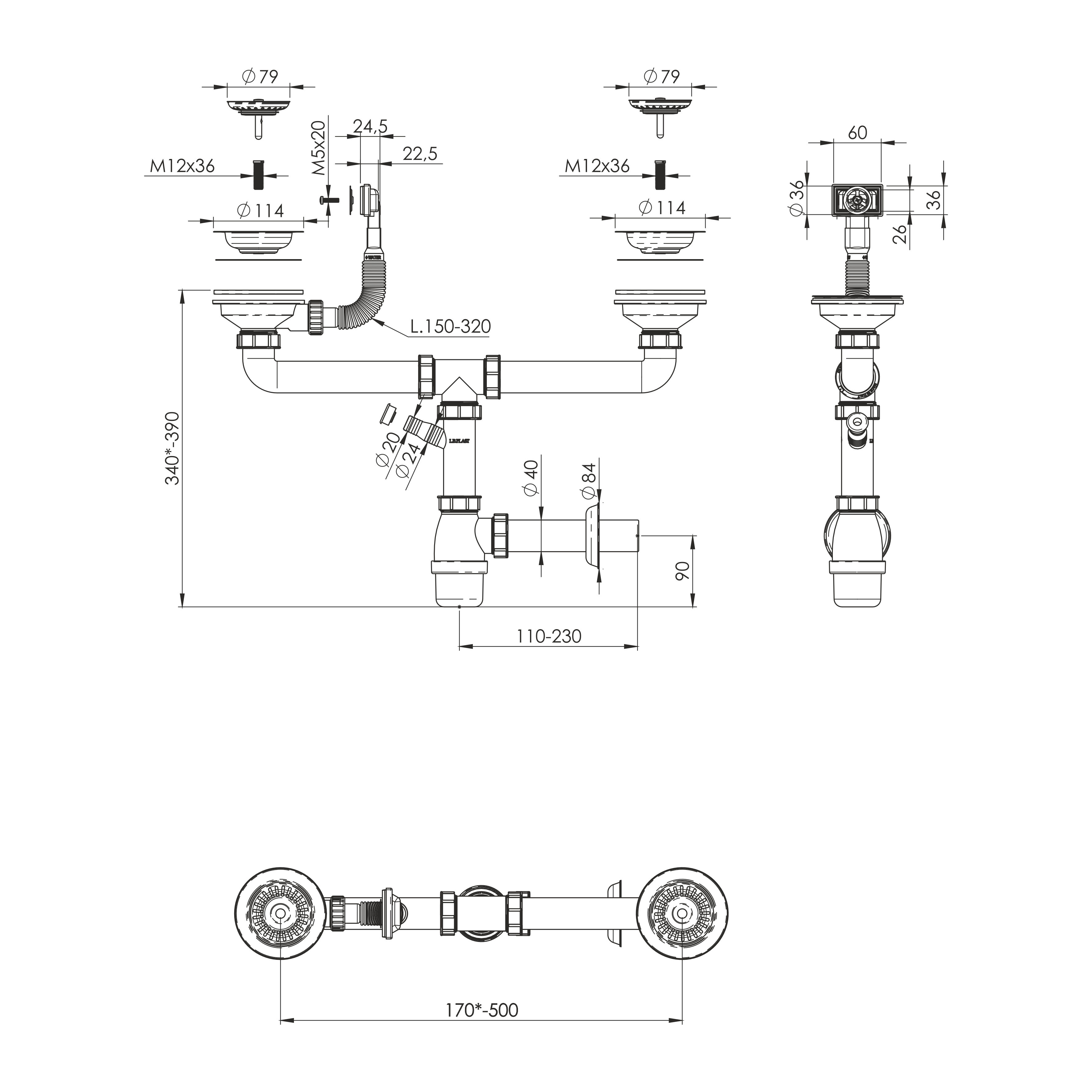 Syfon zlewu 90 mm 2-komorowy INSTADRAIN - 2
