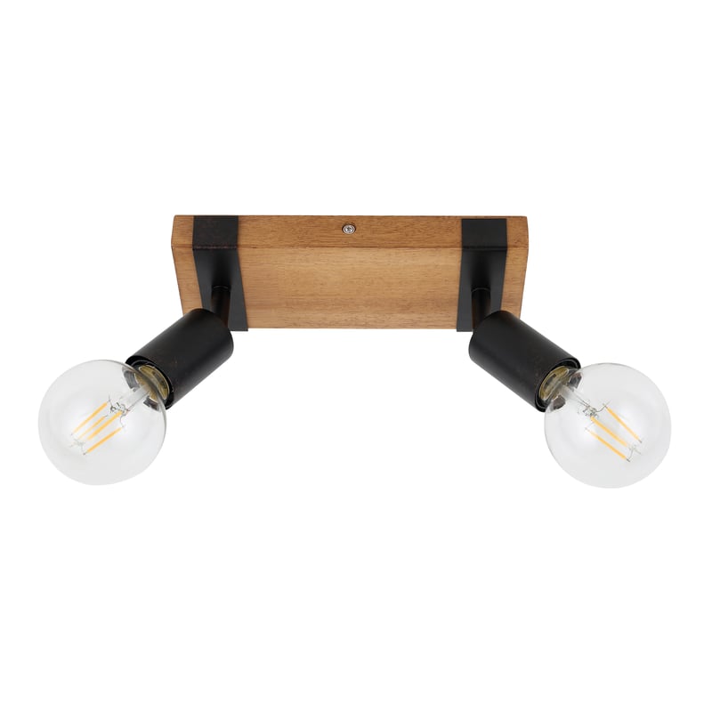 Listwa reflektorowa Molini czarna z drewnem 2 x E27 Italux