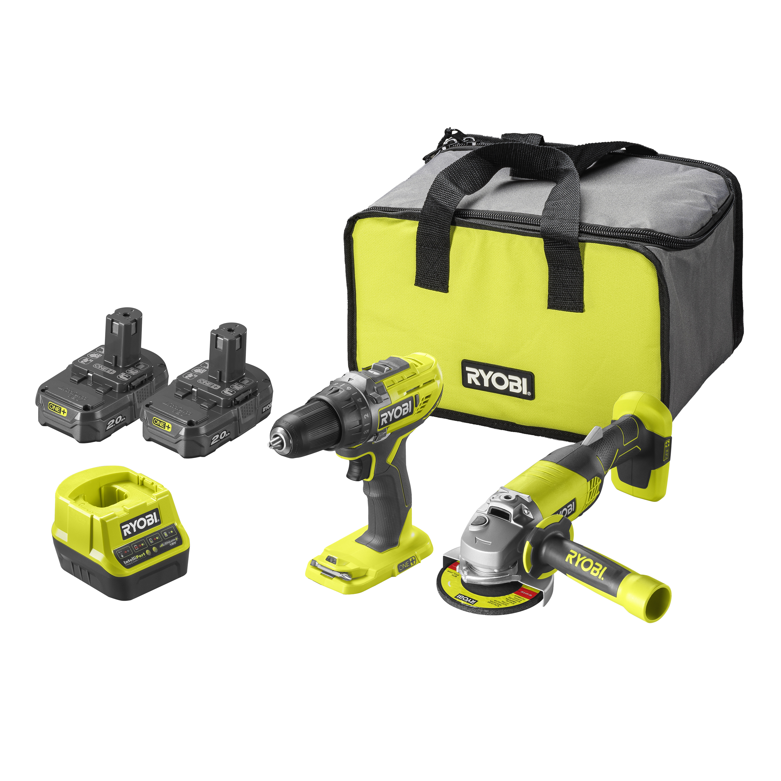 Wiertarko-wkrętarka + szlifierka kątowa Ryobi One+ R18DDAG-220S 18V 85182140