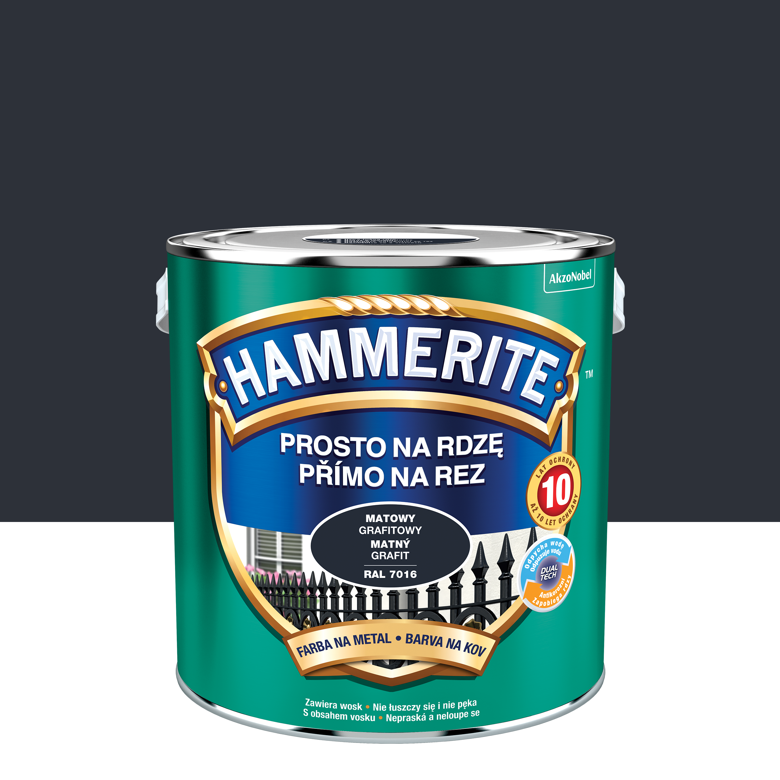 Farba antykorozyjna Prosto na rdzę 2.5 l mat grafitowa Hammerite