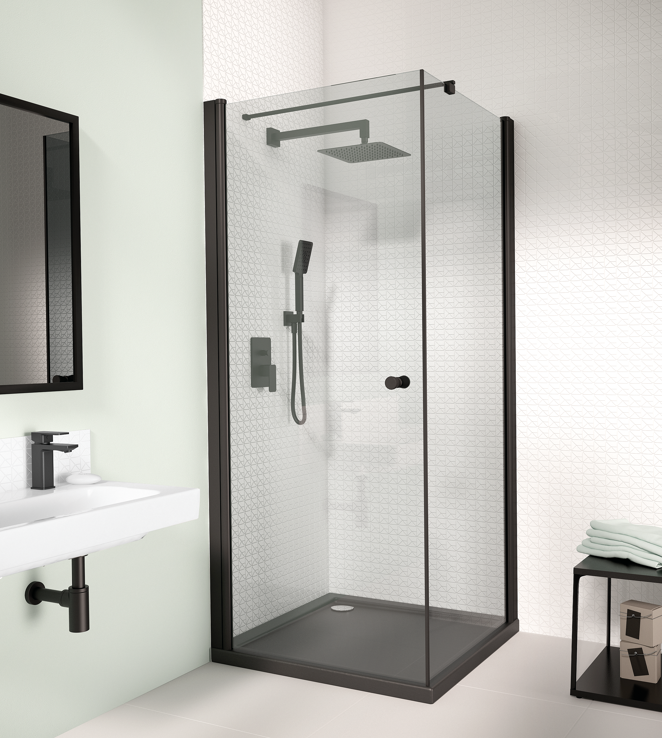 Brodzik Kwadratowy Sensea Ipsilon 80 x 80 x 5 cm Czarny Kamień - 5