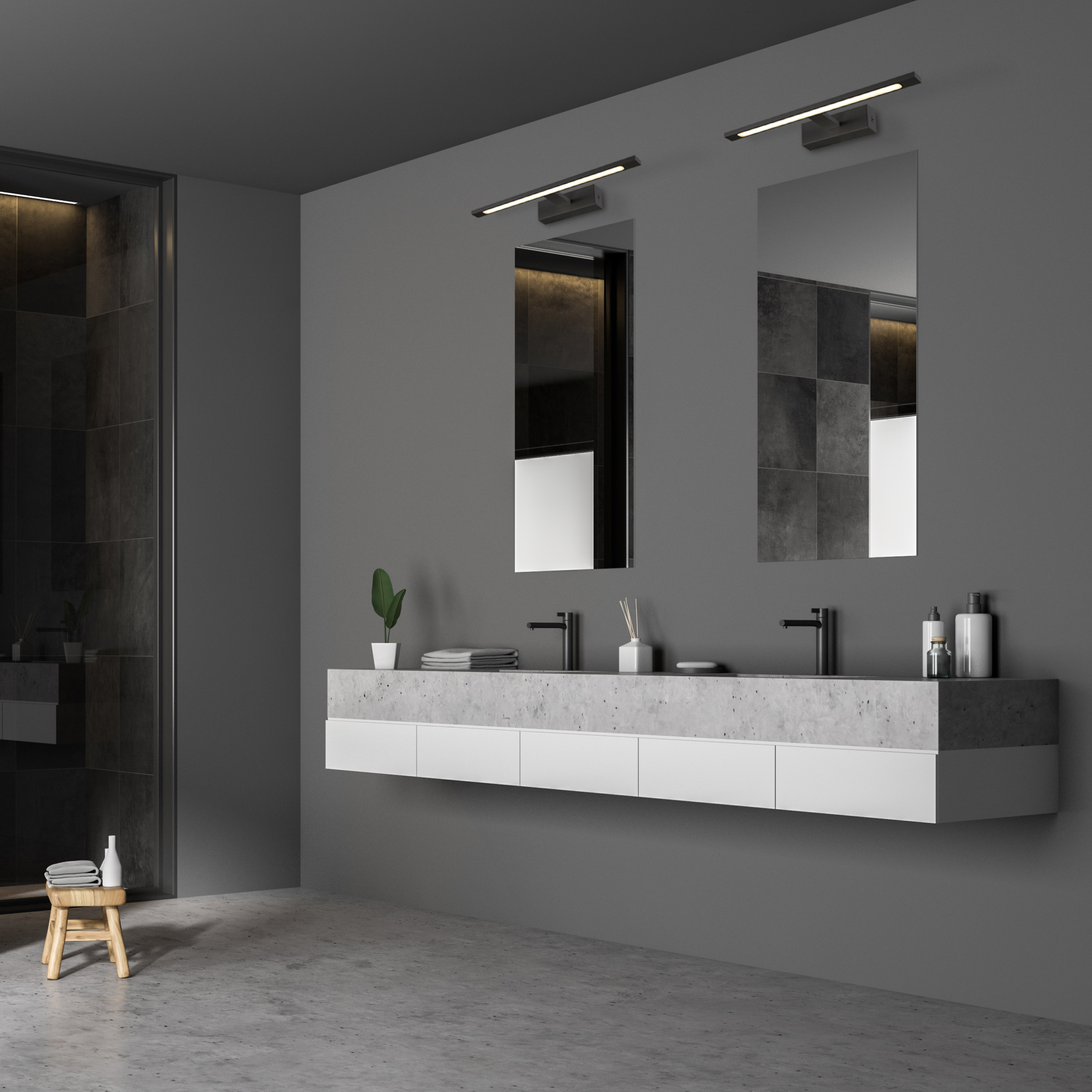 Kinkiet łazienkowy Isla IP44 96 cm czarny LED Light Prestige - 2