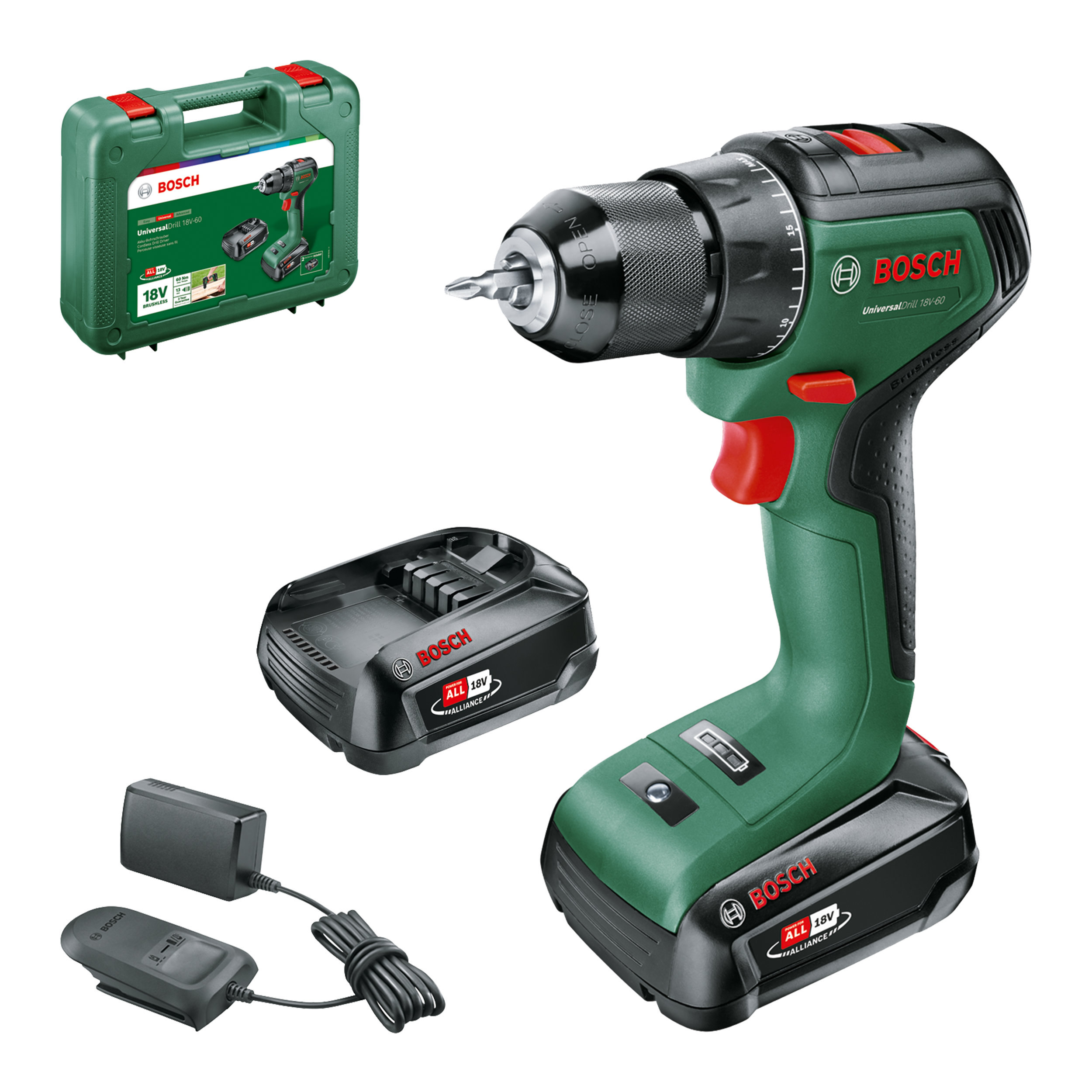 Wiertarko-wkrętarka akumulatorowa Bosch UniversalDrill 18V-60 2 x 2Ah