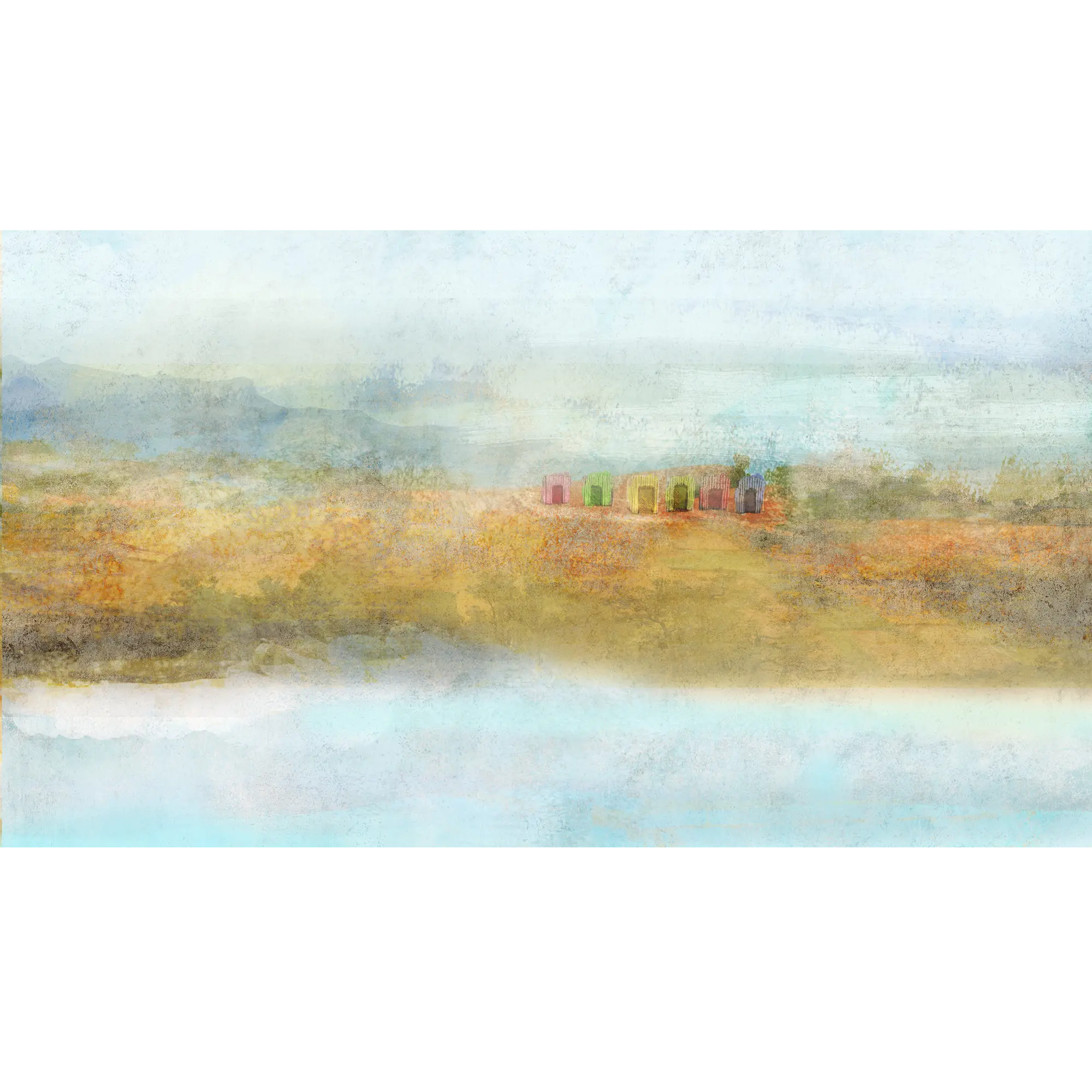 Mural Beach plaża akwarela 500 x 280 cm struktura płótna