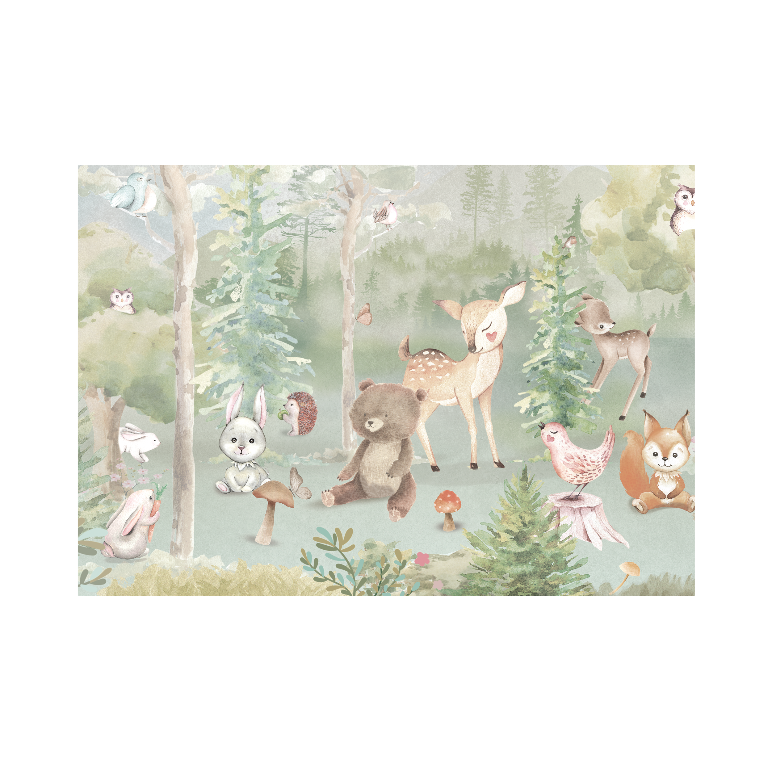 Mural dziecięcy Bambi leśna polana 400 x 280 cm struktura płótna