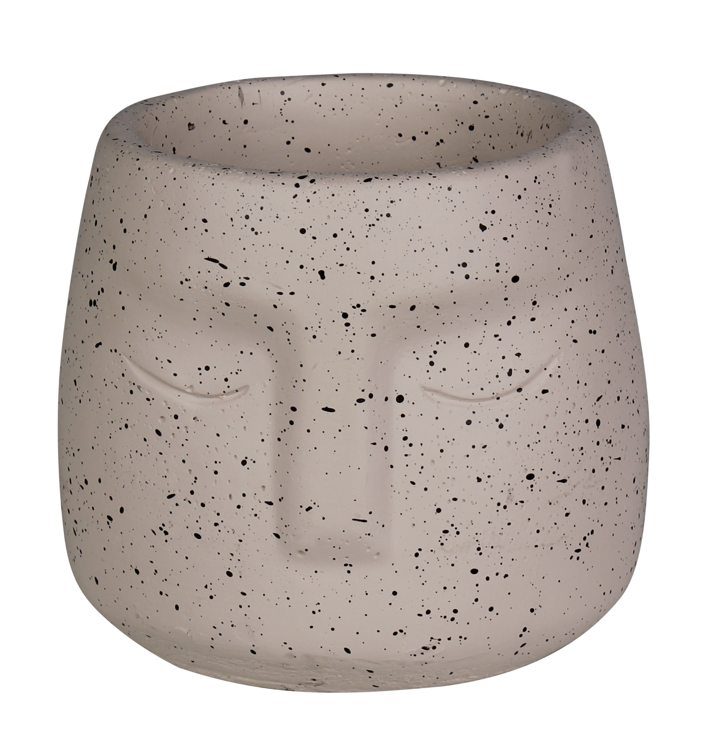 Osłonka doniczki cementowa Lone Twarz 11cm boho aztec beżowa