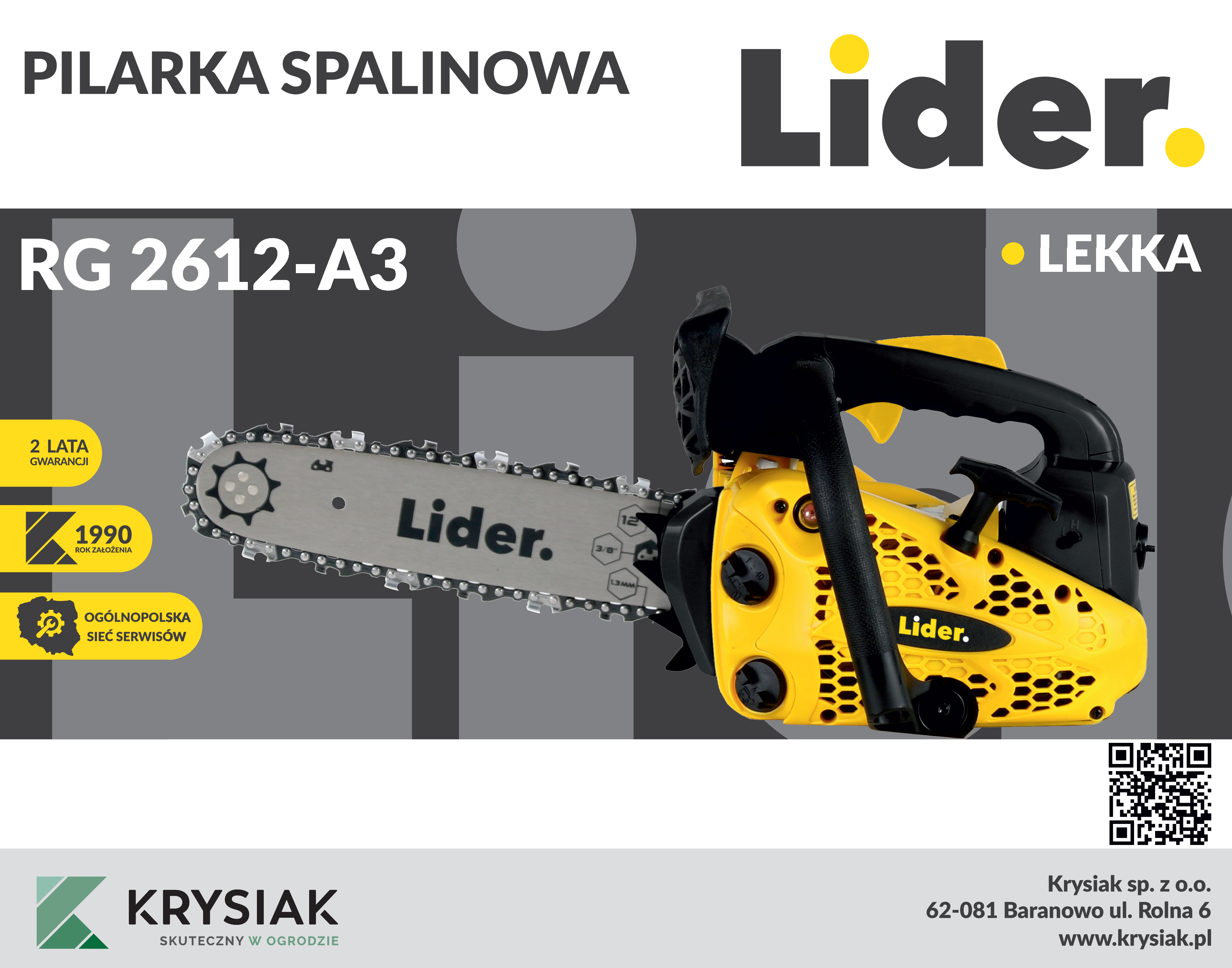 Pilarka łańcuchowa spalinowa 30cm 0.7 kW 25.4cm3 LIDER LIP RG2612-A3 - 9