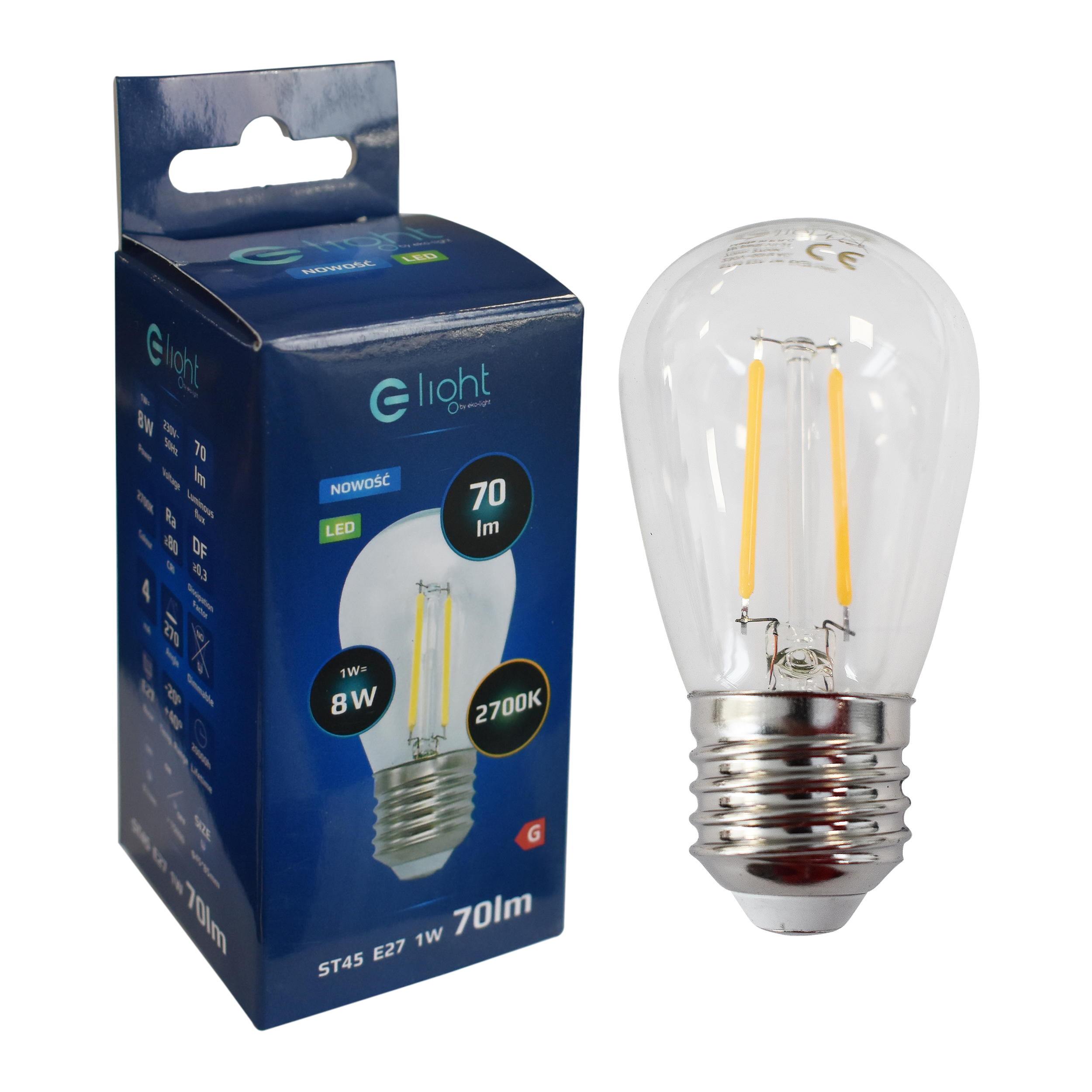 Żarówka LED E27 1 W = 12 W 70 lm Ciepła biel Eko-Light