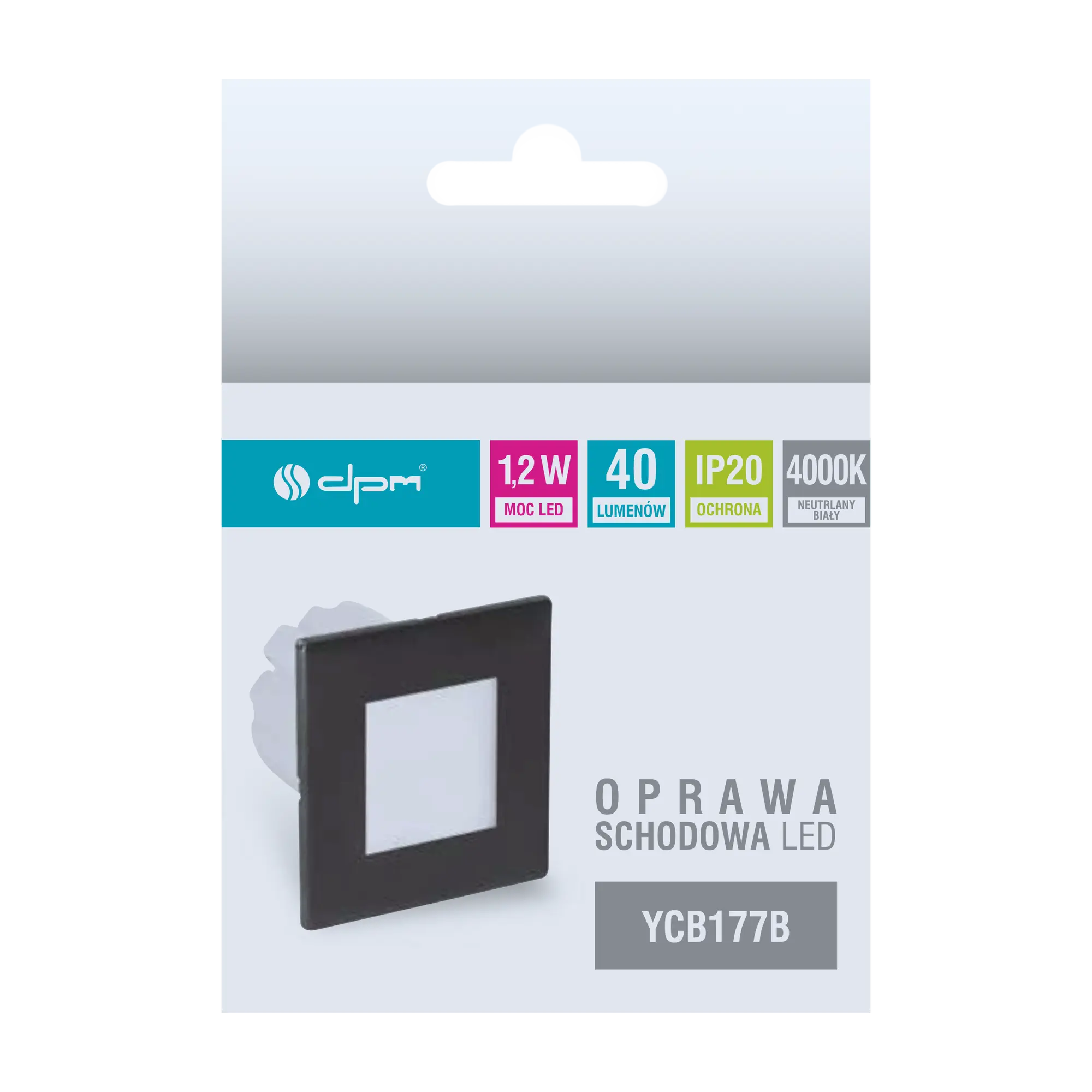 Oprawa schodowa czarna kwadratowa 7.8 cm IP20 40 lm LED DPM - 5