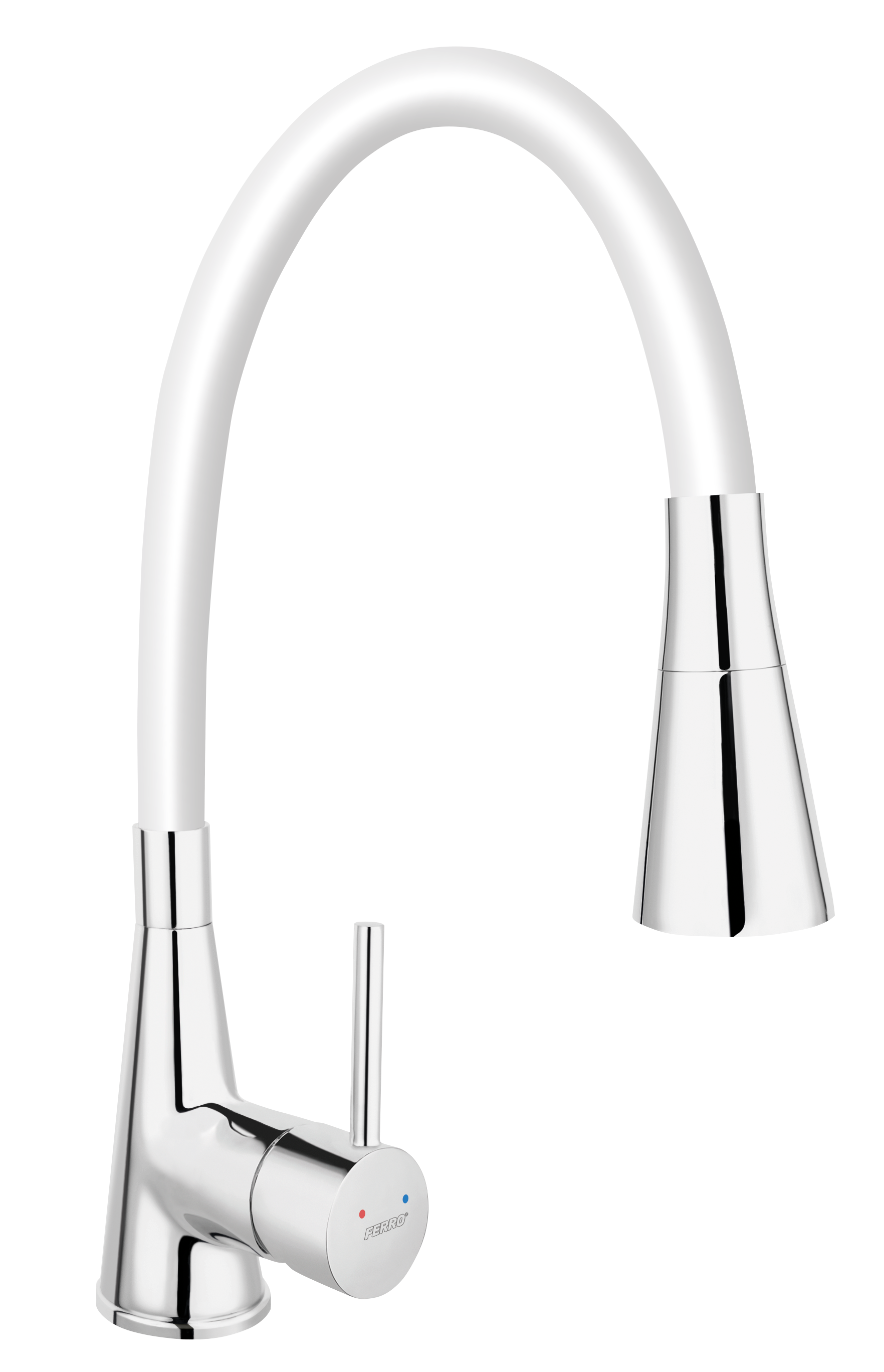 Bateria kuchenna z elastyczną U 34 cm wylewką Fitness 2 Biała Ferro