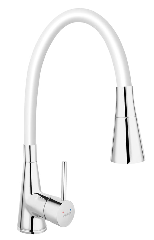 Bateria kuchenna z elastyczną U 34 cm wylewką Fitness 2 Biała Ferro