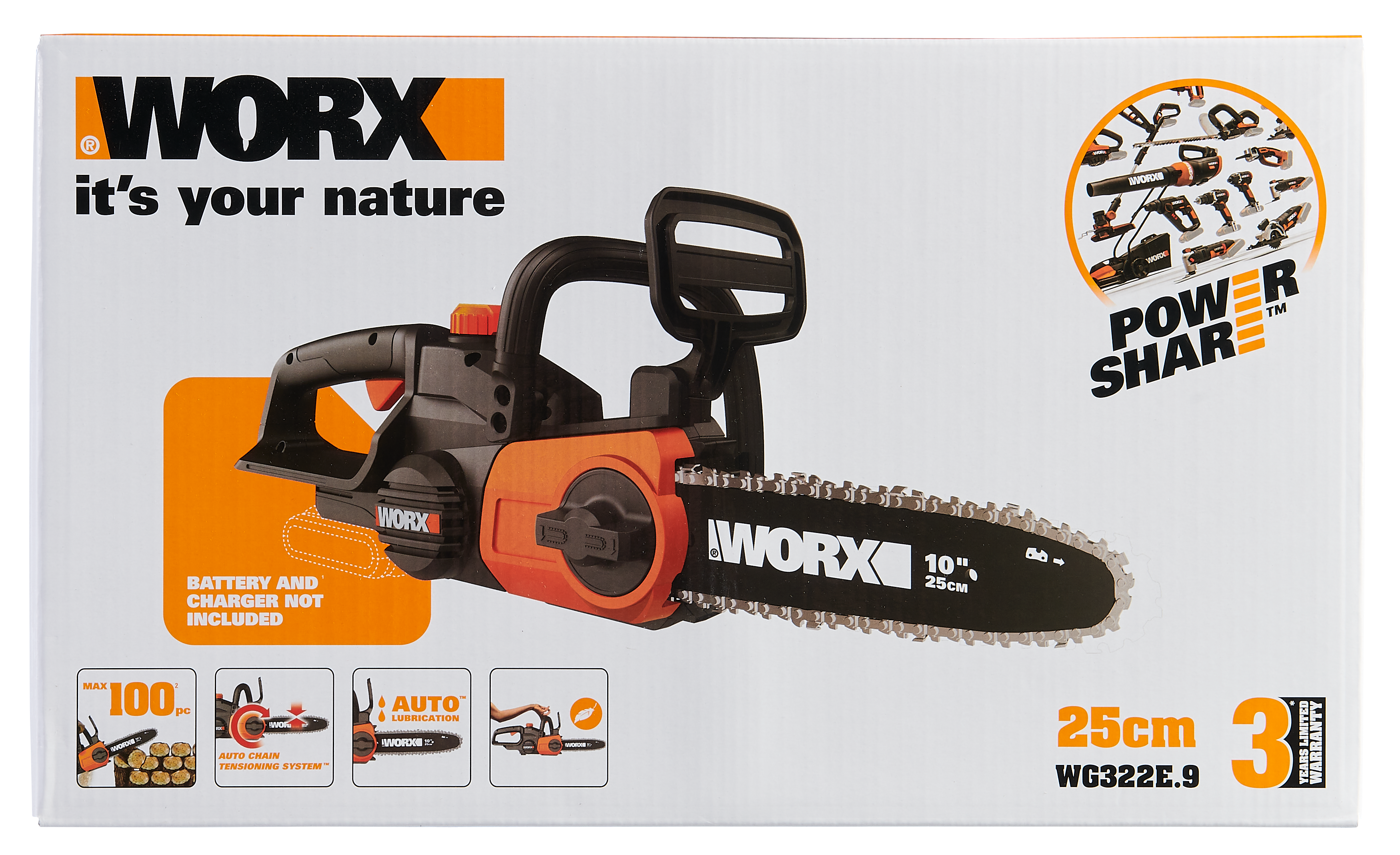 Piła łańcuchowa akumulatorowa 20V 25cm Worx Solo WG322E.9 - 4