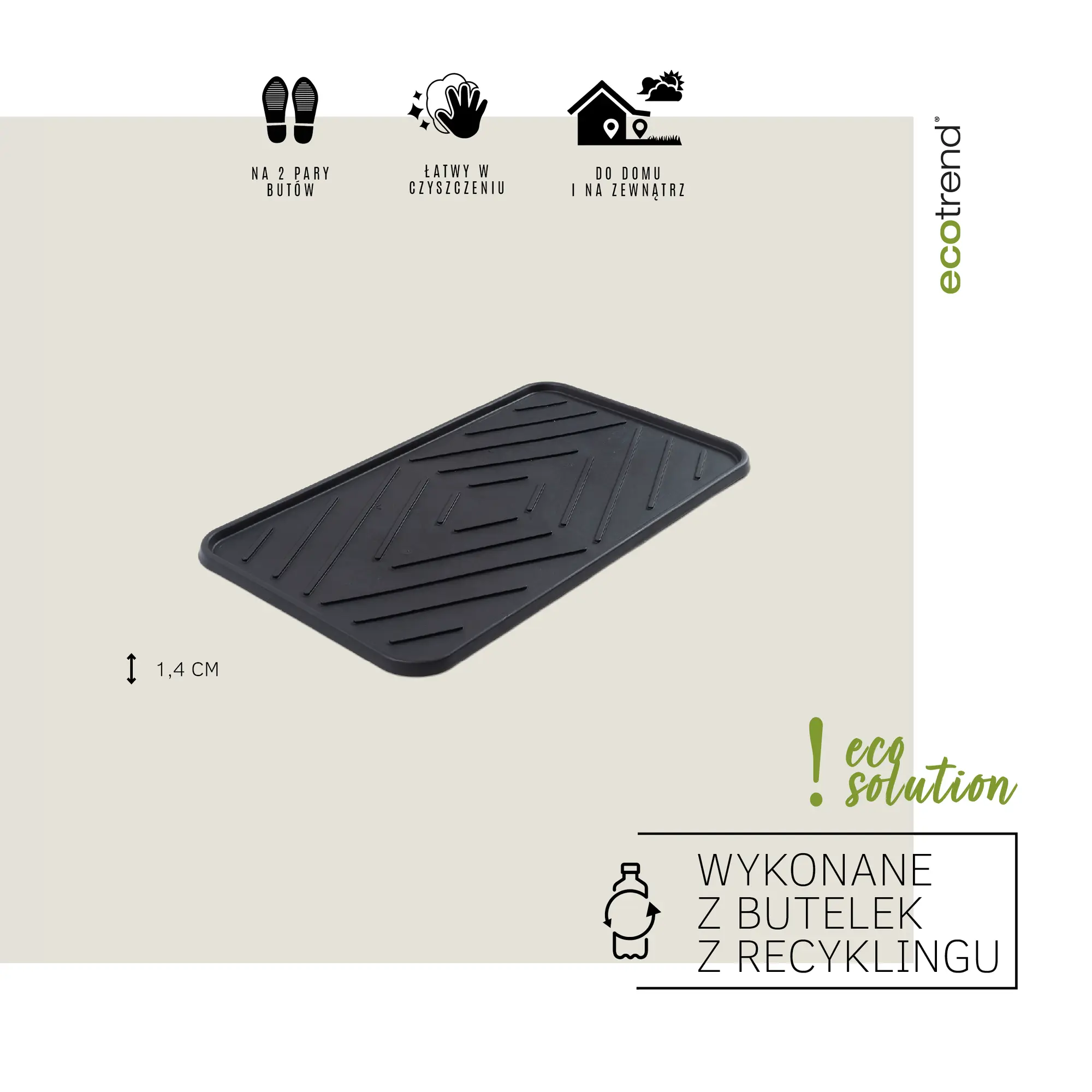 Ociekacz na buty Eco Simple 63 x 35 cm czarny z recyklingu - 6