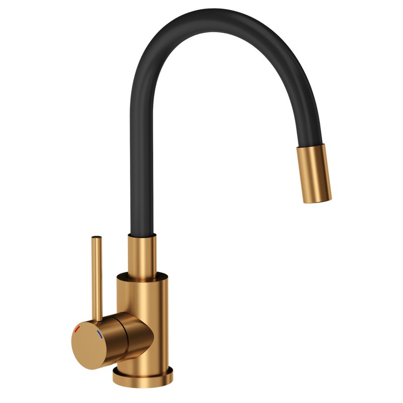 Bateria kuchenna z elastyczną wylewką U Elastic Czarna Miedziana Quadron