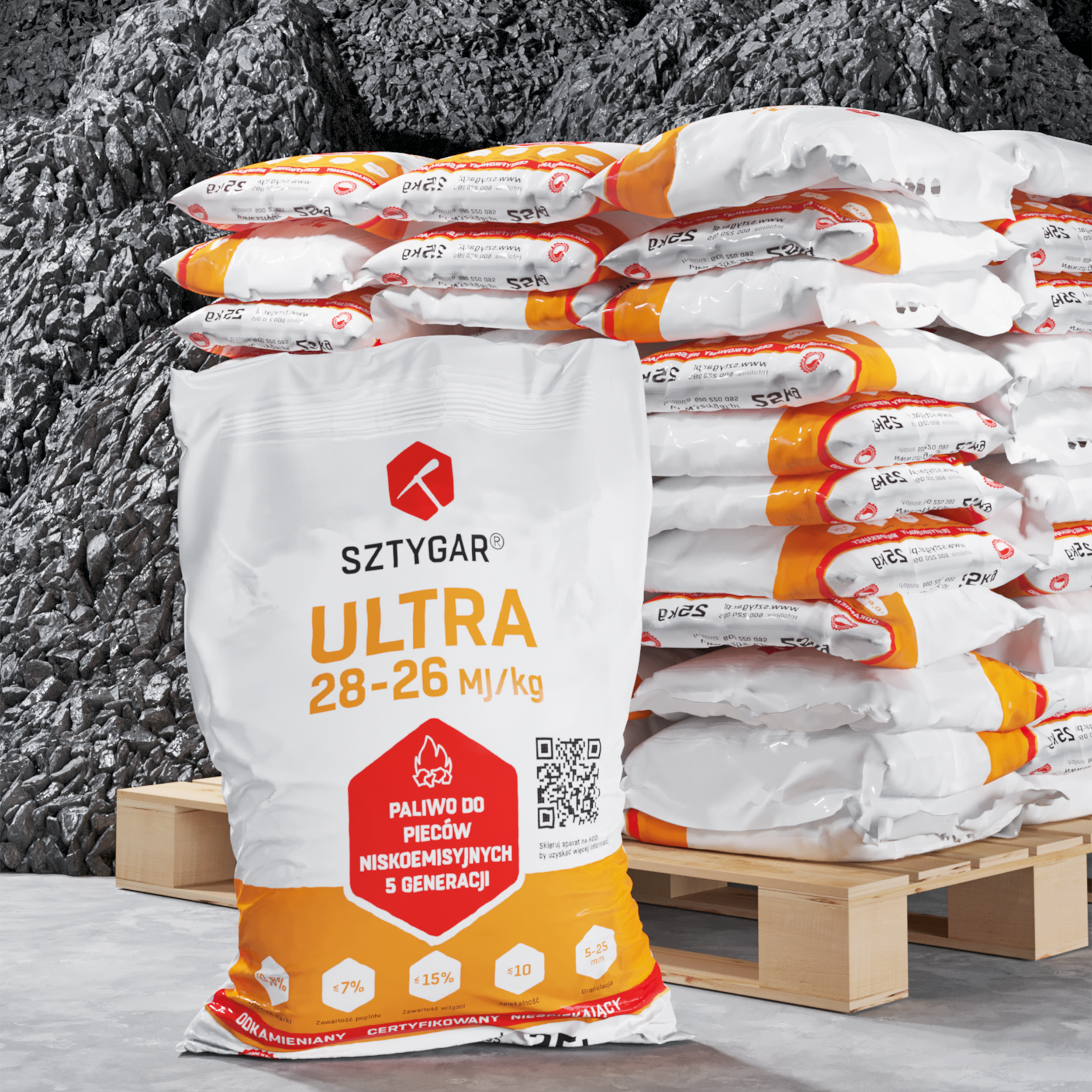Węgiel groszek SZTYGAR ULTRA STD 26-28 MJ/kg z akcyzą 1T - 2