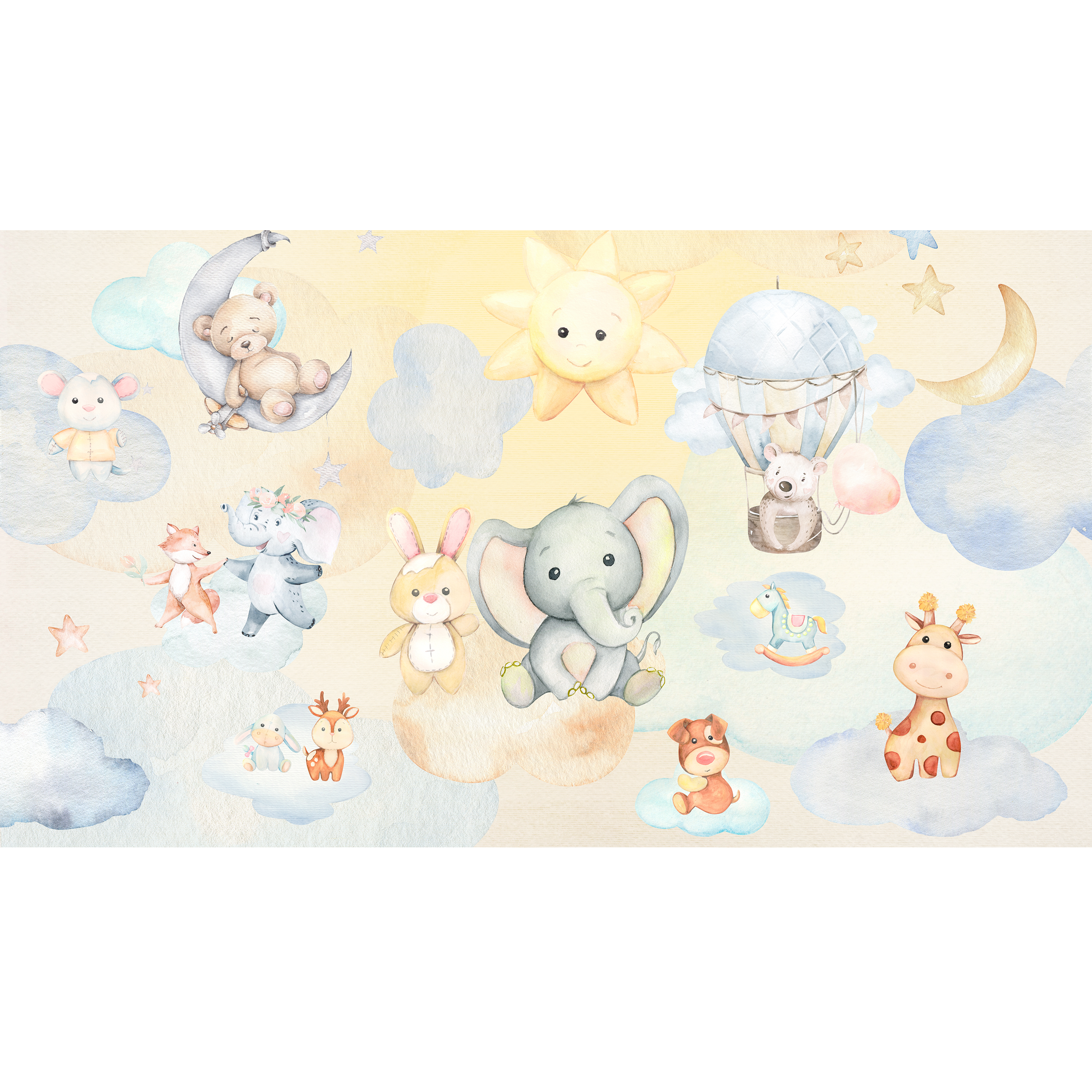 Mural dziecięcy Dream w chmurach 500 x 280 cm delikatna struktura