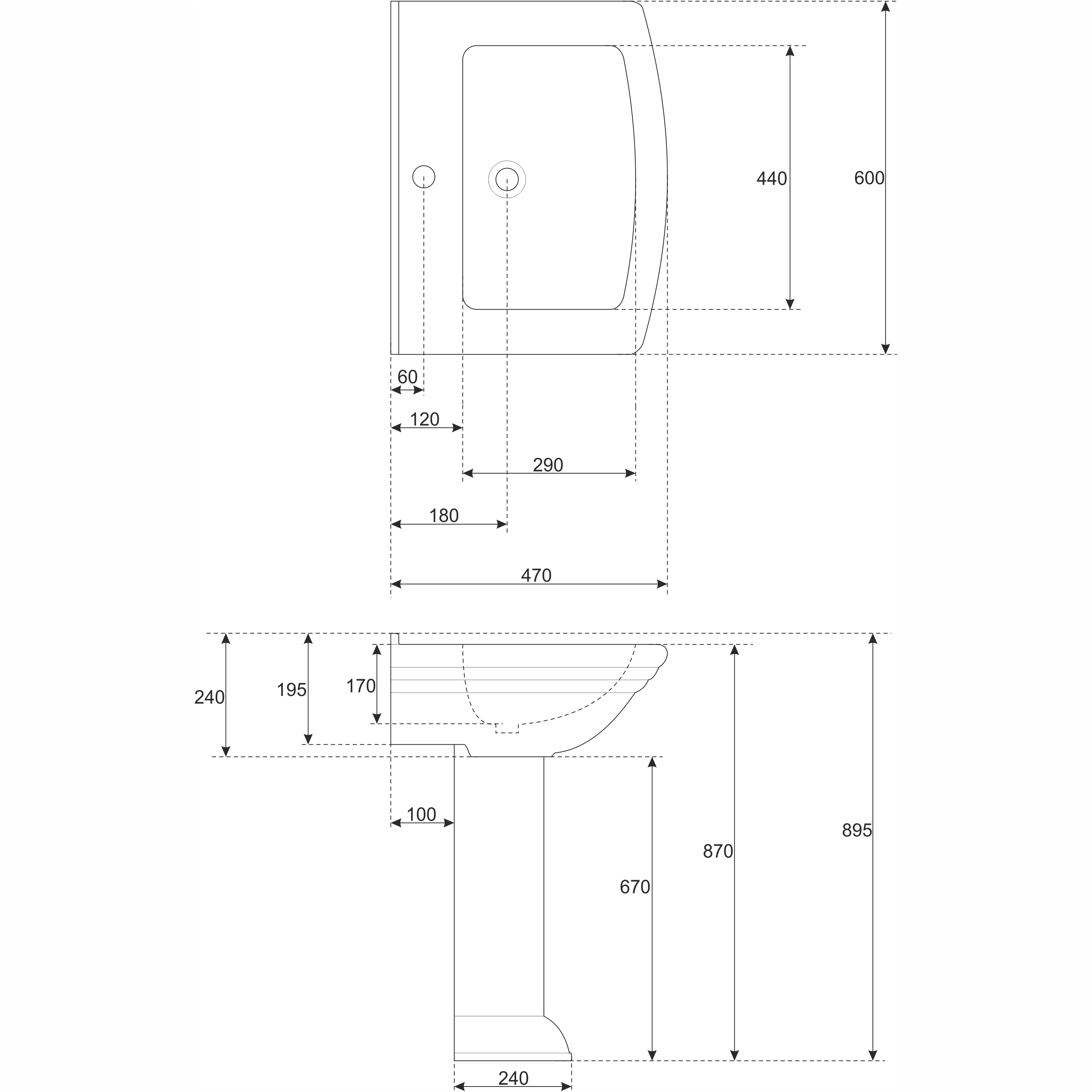 Umywalka ceramiczna z postumentem Kleopatra 60 x 47 Z/O Novoterm - 5