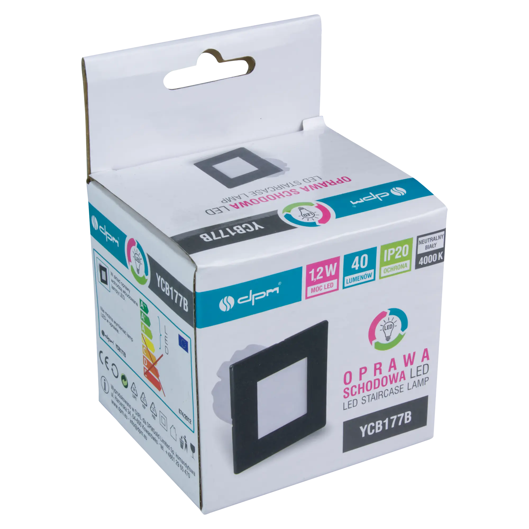 Oprawa schodowa czarna kwadratowa 7.8 cm IP20 40 lm LED DPM - 4