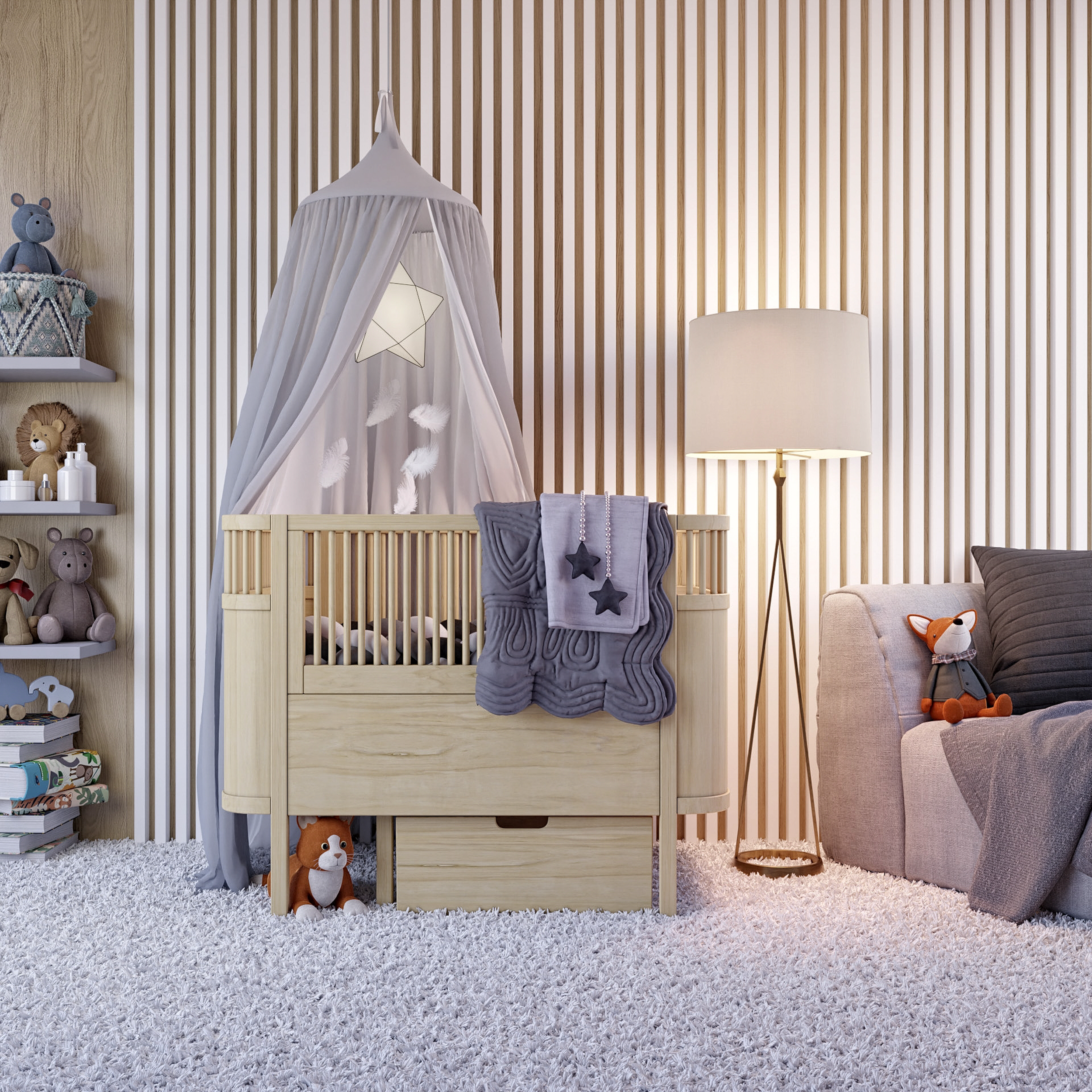 Panel ścienny 3D Lamel na HDF akustyczny 275x17.2 biały/dębowy Radex - 5