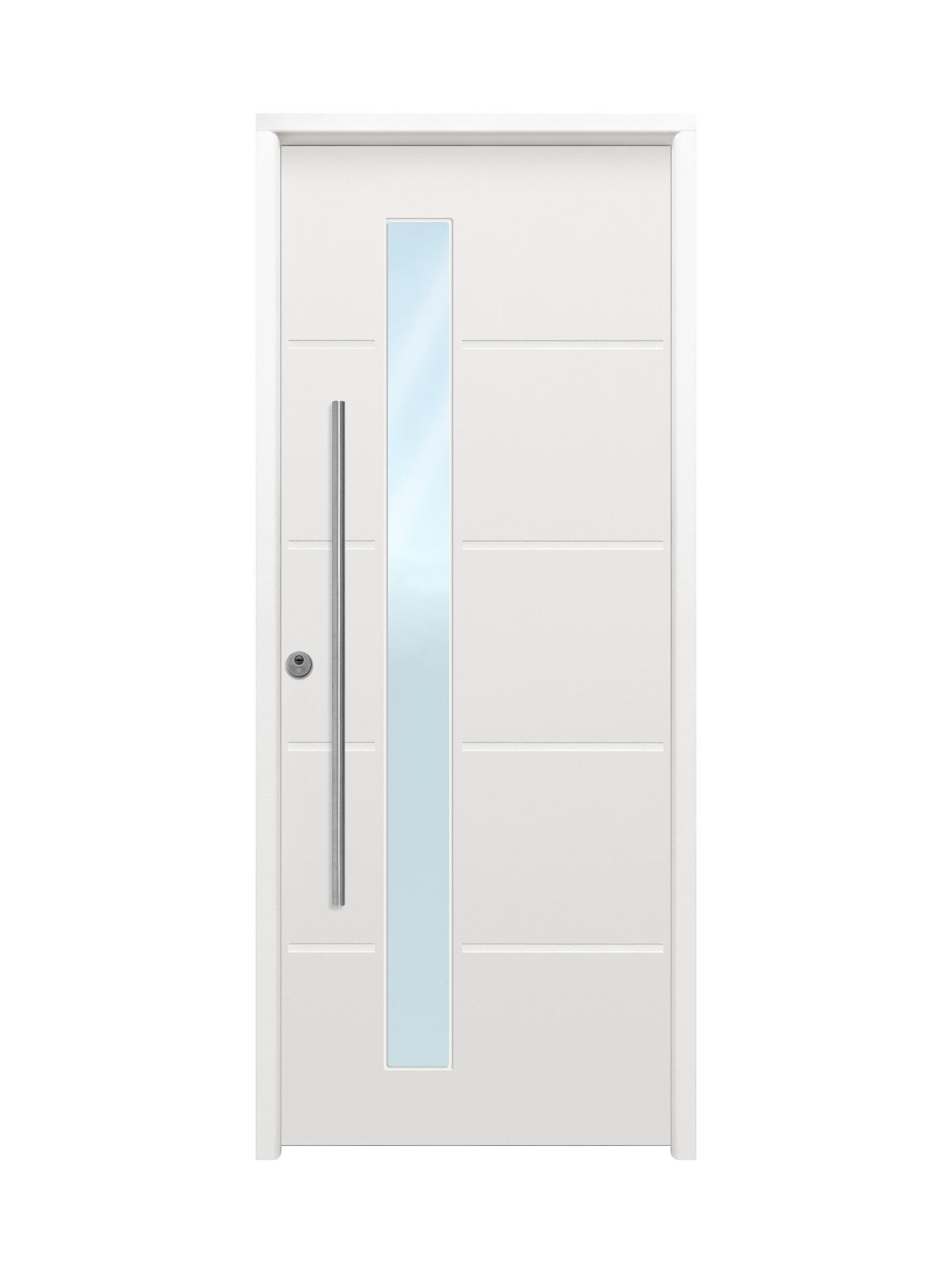 Puerta de entrada metálica serie Saga Cintia fresada blanco /interior liso blanco apertura derecha 210x90cm - 2