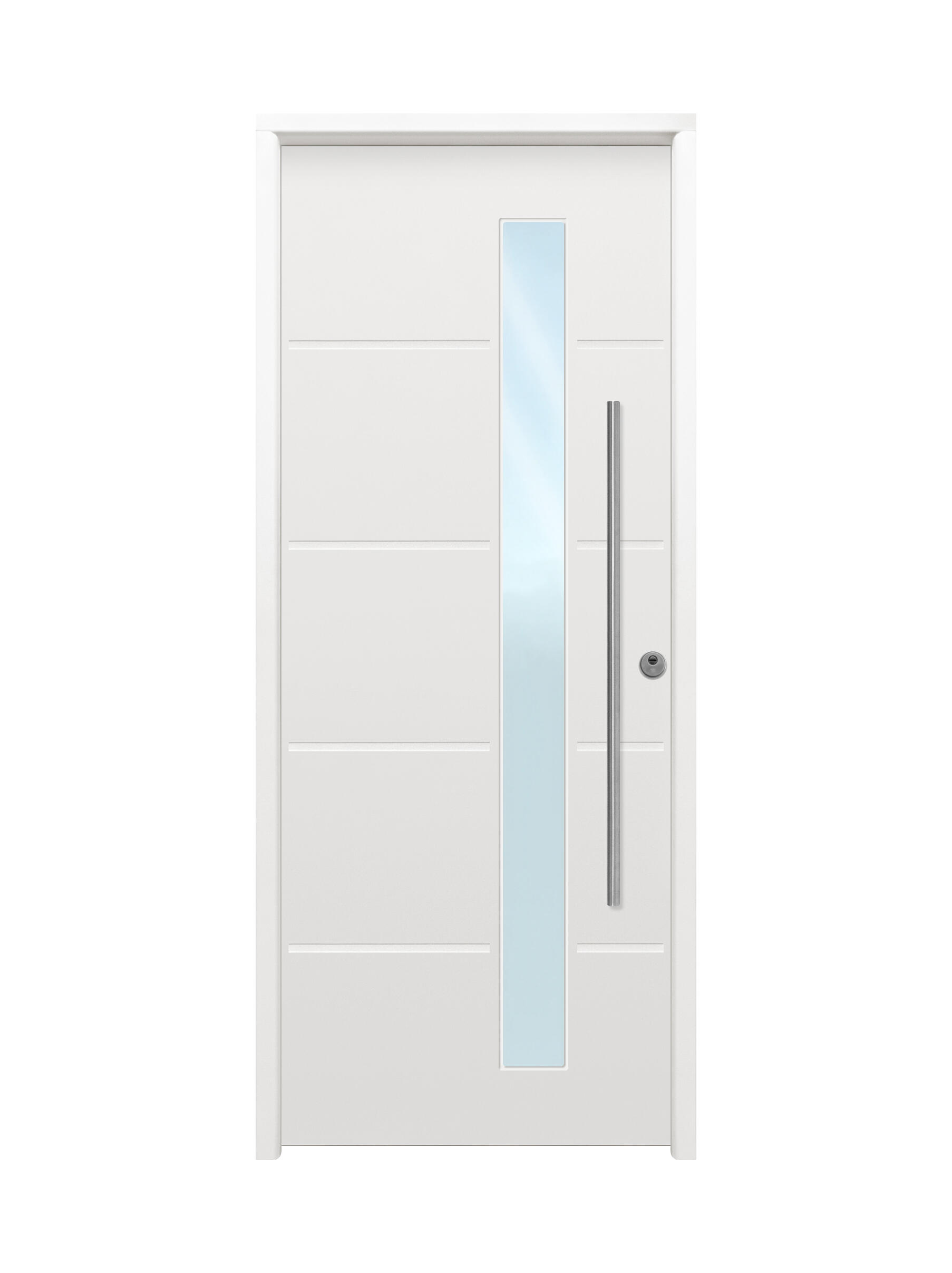 Puerta de entrada metálica serie Saga Cintia fresada blanco /interior liso blanco apertura izquierda 210x90cm - 2