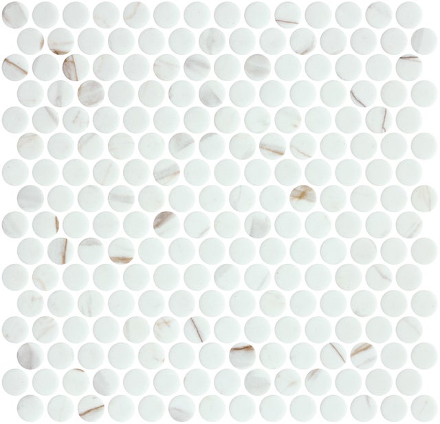 Azulejo mosaico vidrio Penny Ecostones efecto mármol blanco 28.7x28.7 cm C3 ONIX