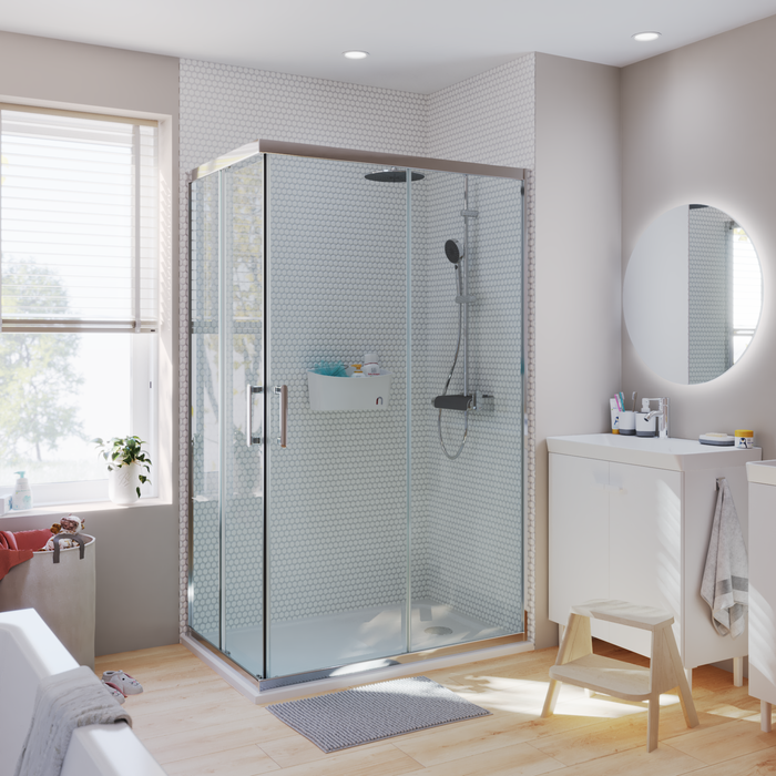 porte de douche d'angle rectangulaire easy sensea transparente