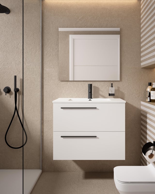 Mueble de baño con lavabo Mia blanco mate 70x45 cm