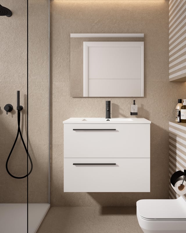 Mueble de baño con lavabo  Mía blanco mate 70x40 cm