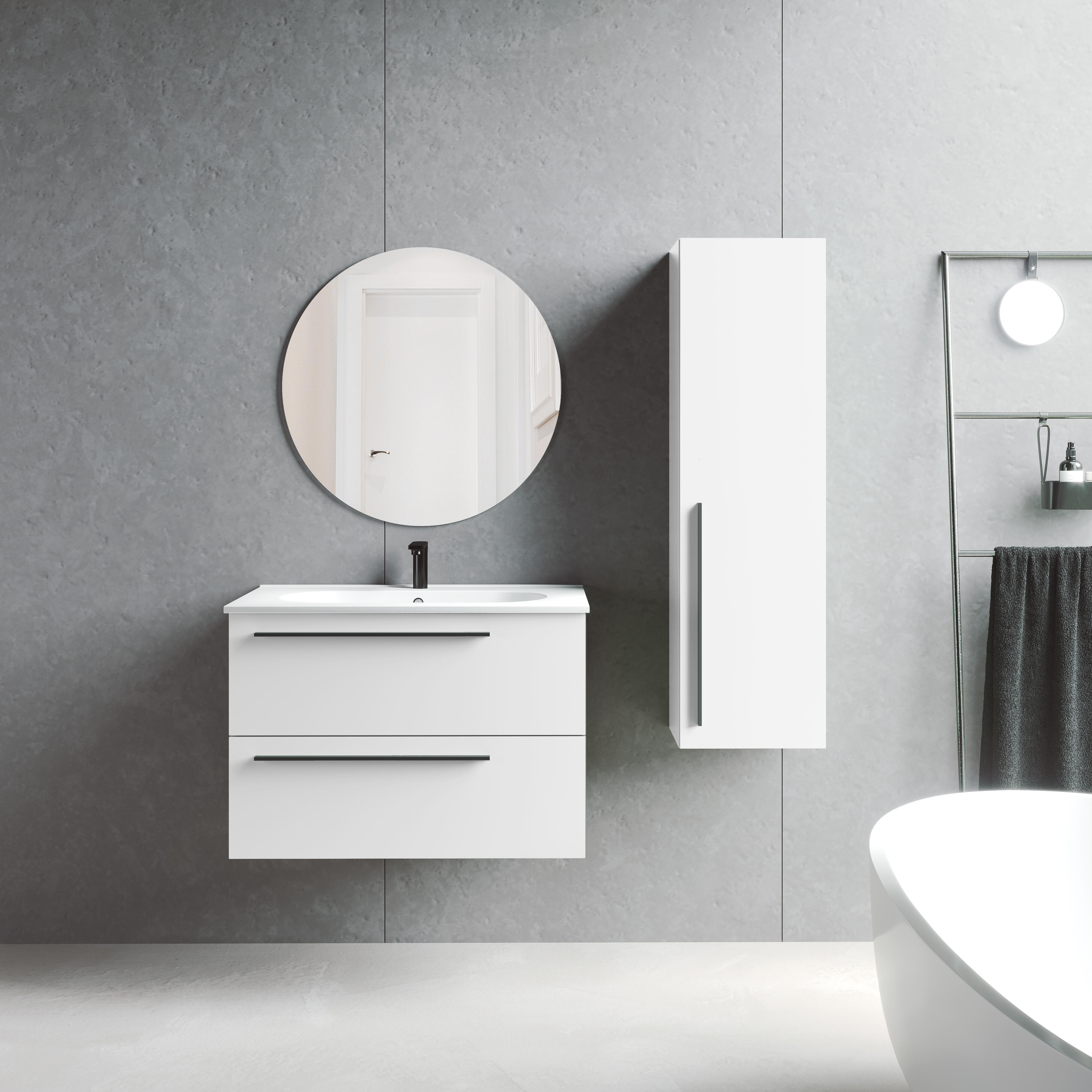 Mueble de baño con lavabo mía blanco mate 80x40 cm