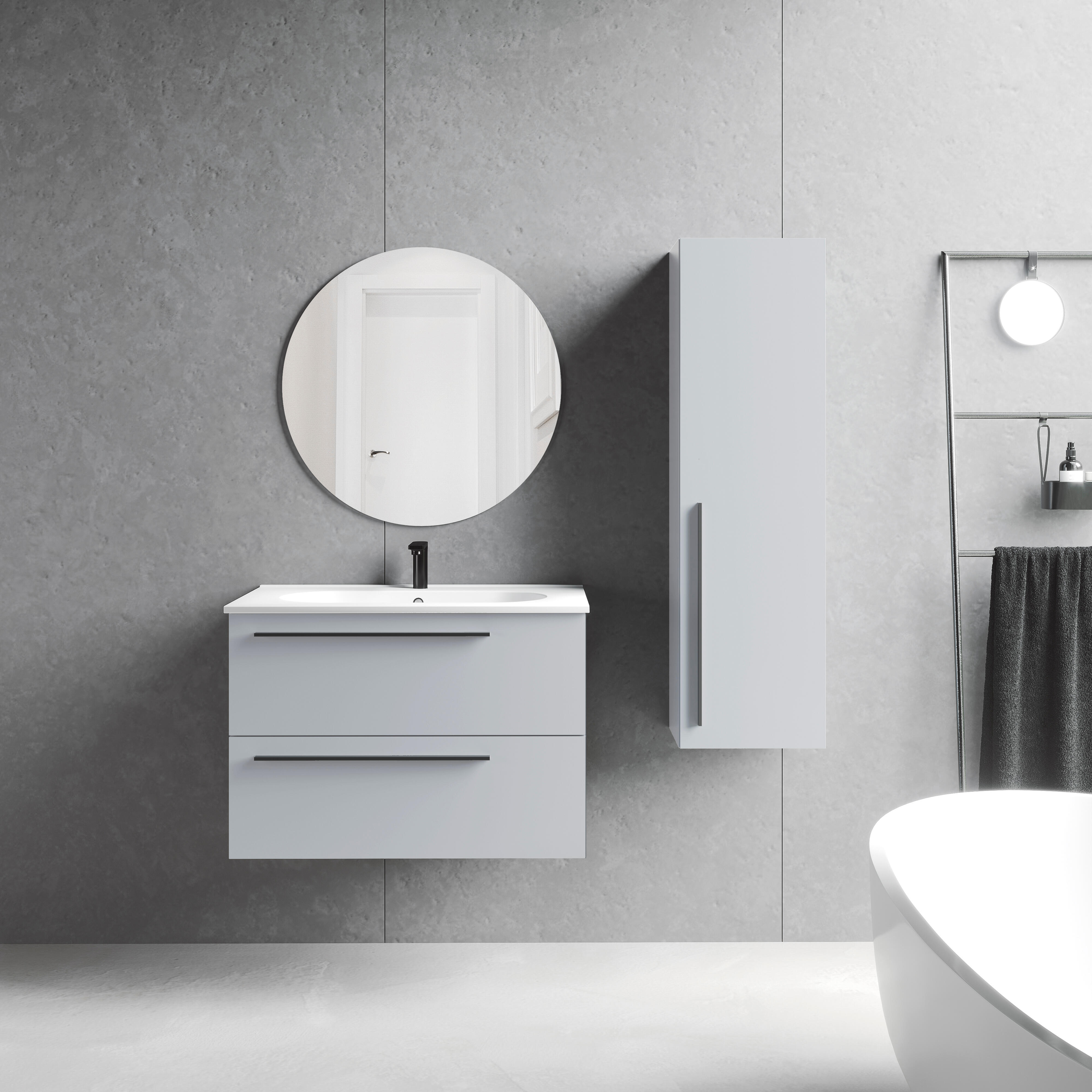 Mueble de baño con lavabo mía gris mate 80x40 cm