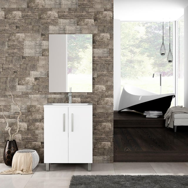 Movel de casa de banho em kit chão 60x45x70 cm branco Nerea